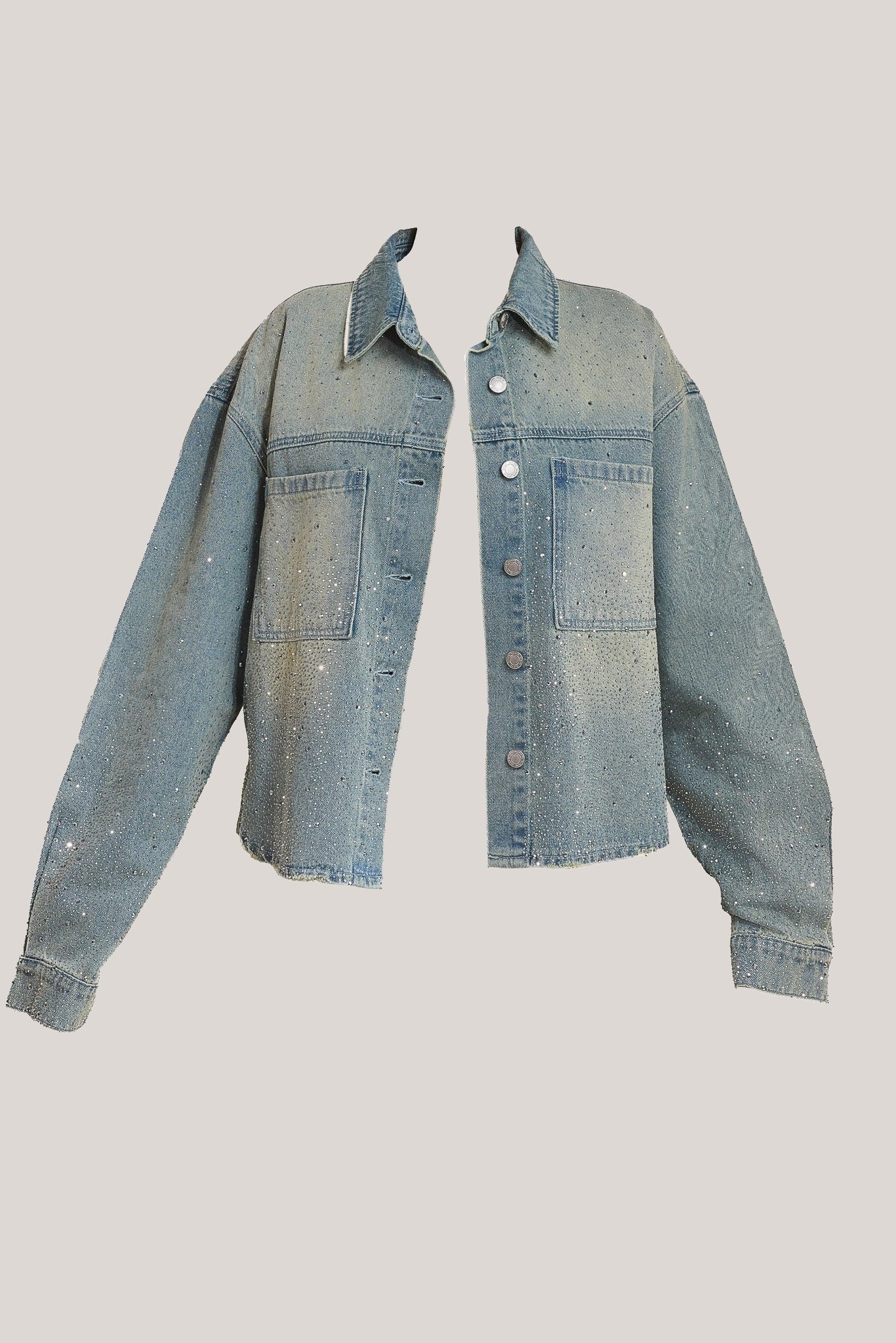 The Kai Rhinestone Shirt in Blue - Image 7
