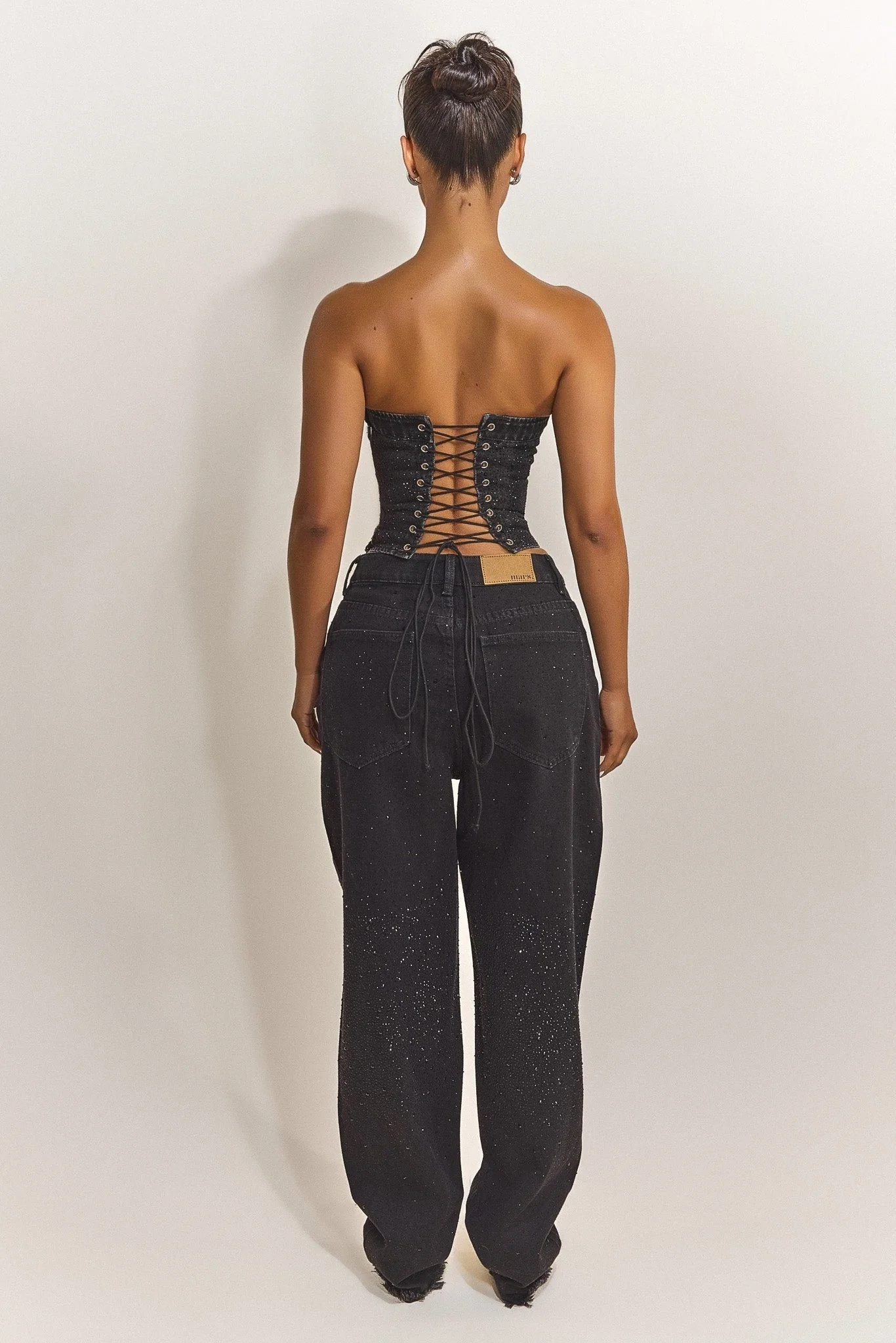 The Kai Rhinestone Jeans in Black - Image 3