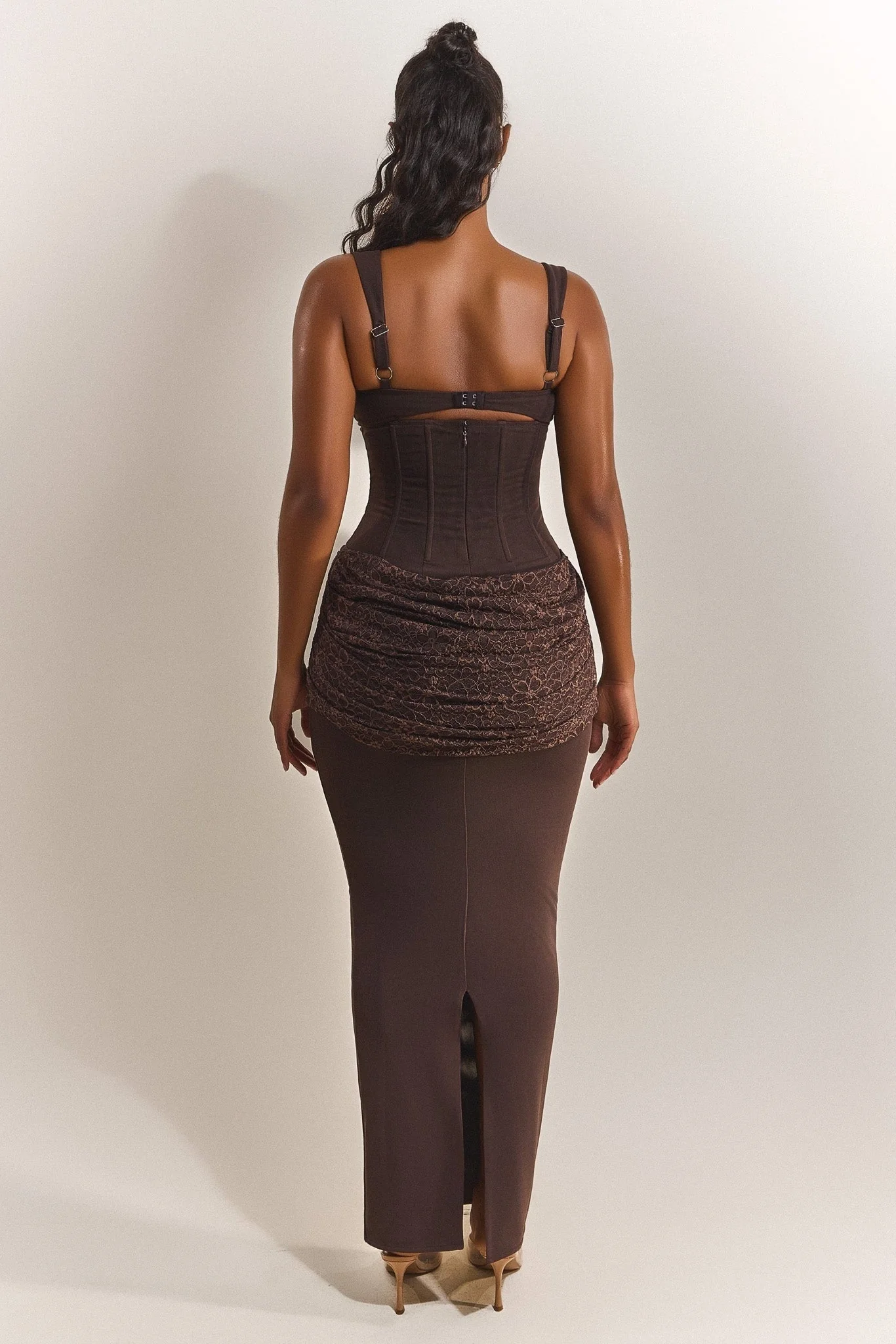 The Elodie Maxi Dress in Brown - Image 3