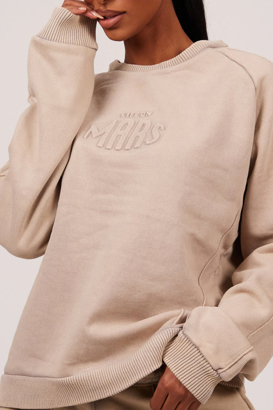 The Embossed Sweatshirt in Stone - Image 3