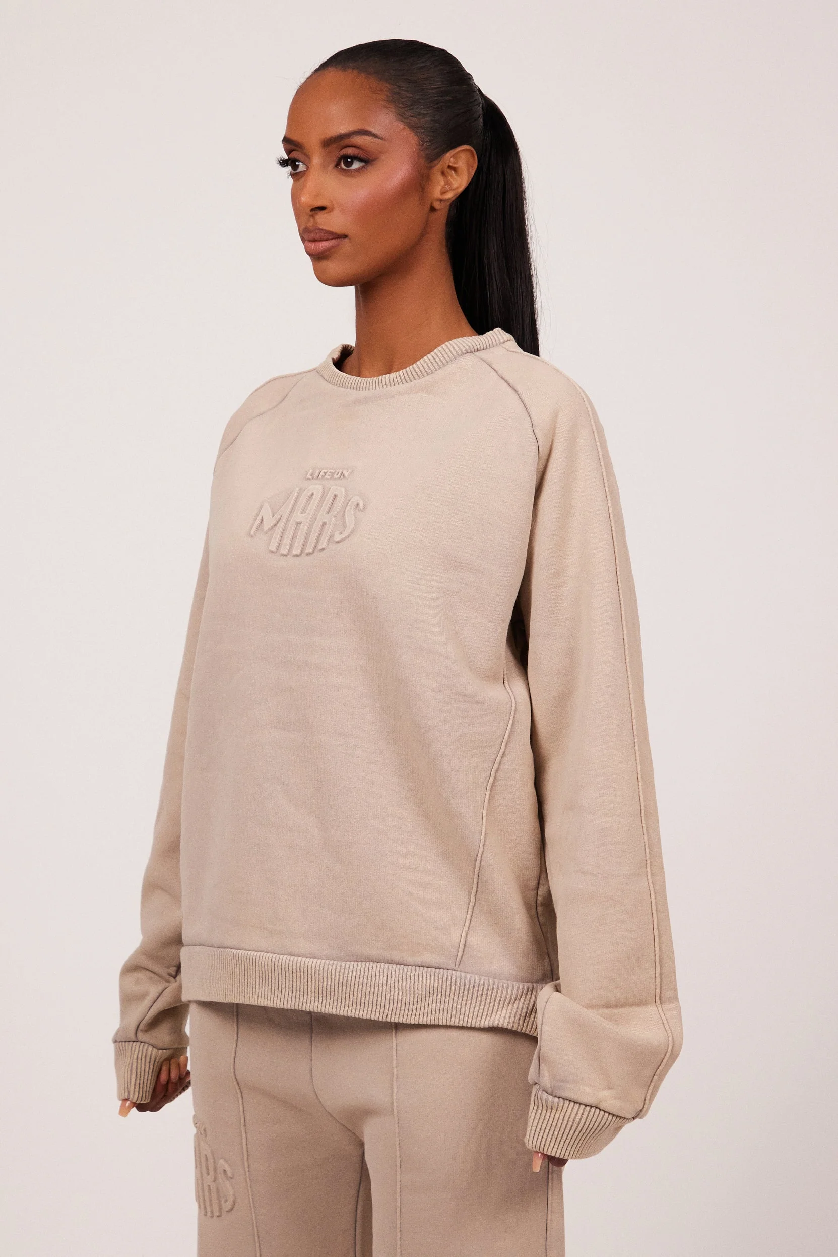 The Embossed Sweatshirt in Stone - Image 4