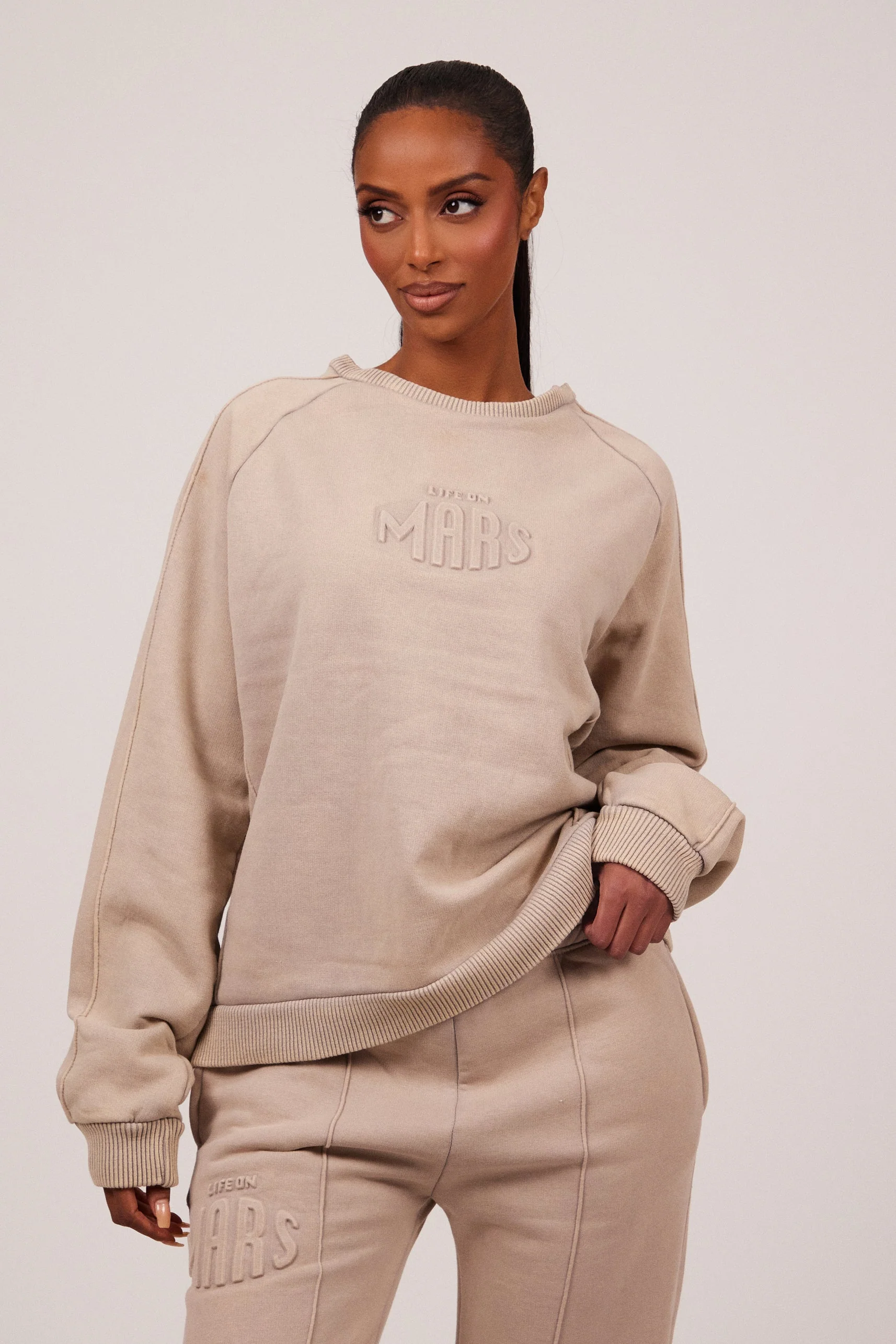 The Embossed Sweatshirt in Stone - Image 6