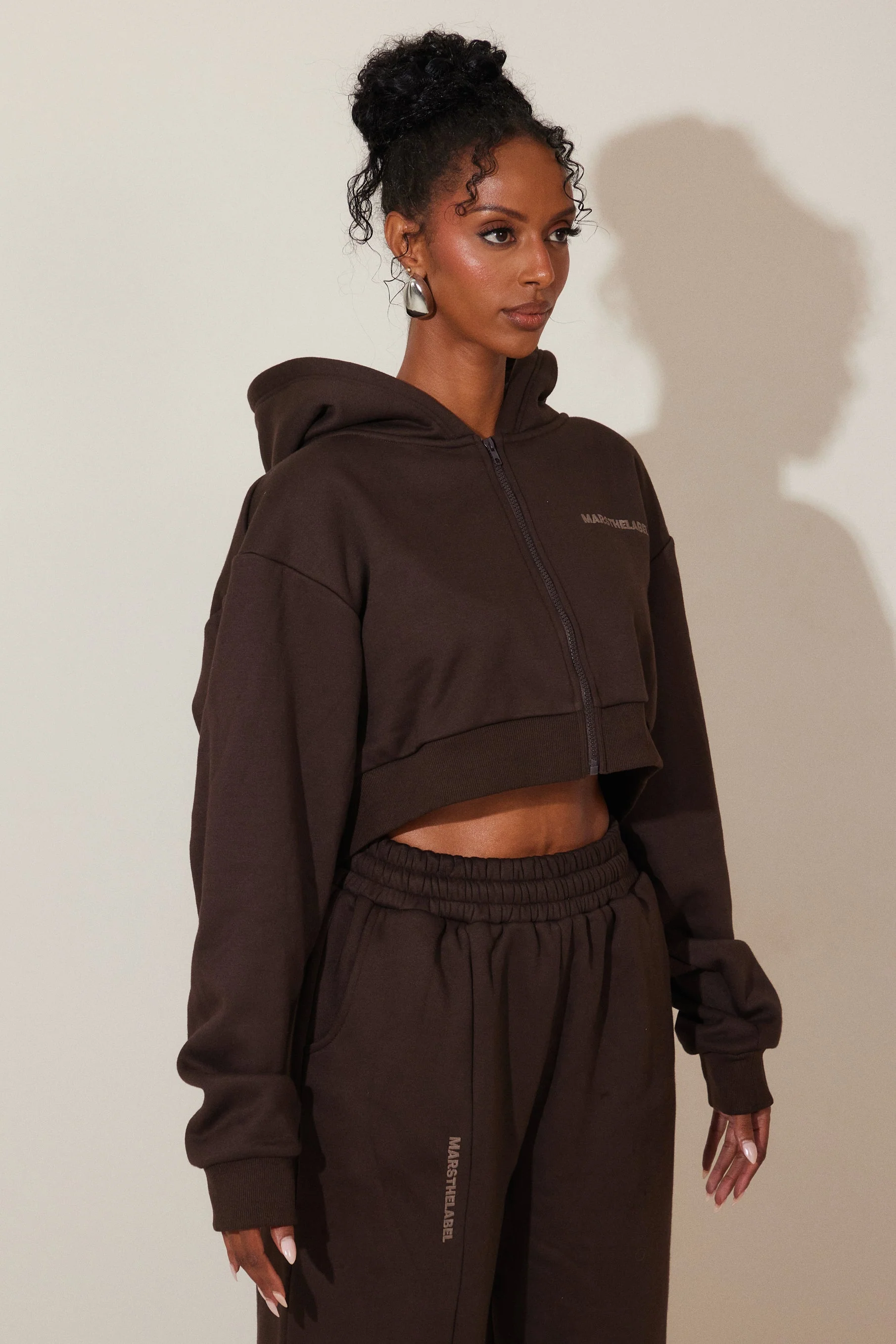 The Essentials Cropped Jacket in Brown - Image 4