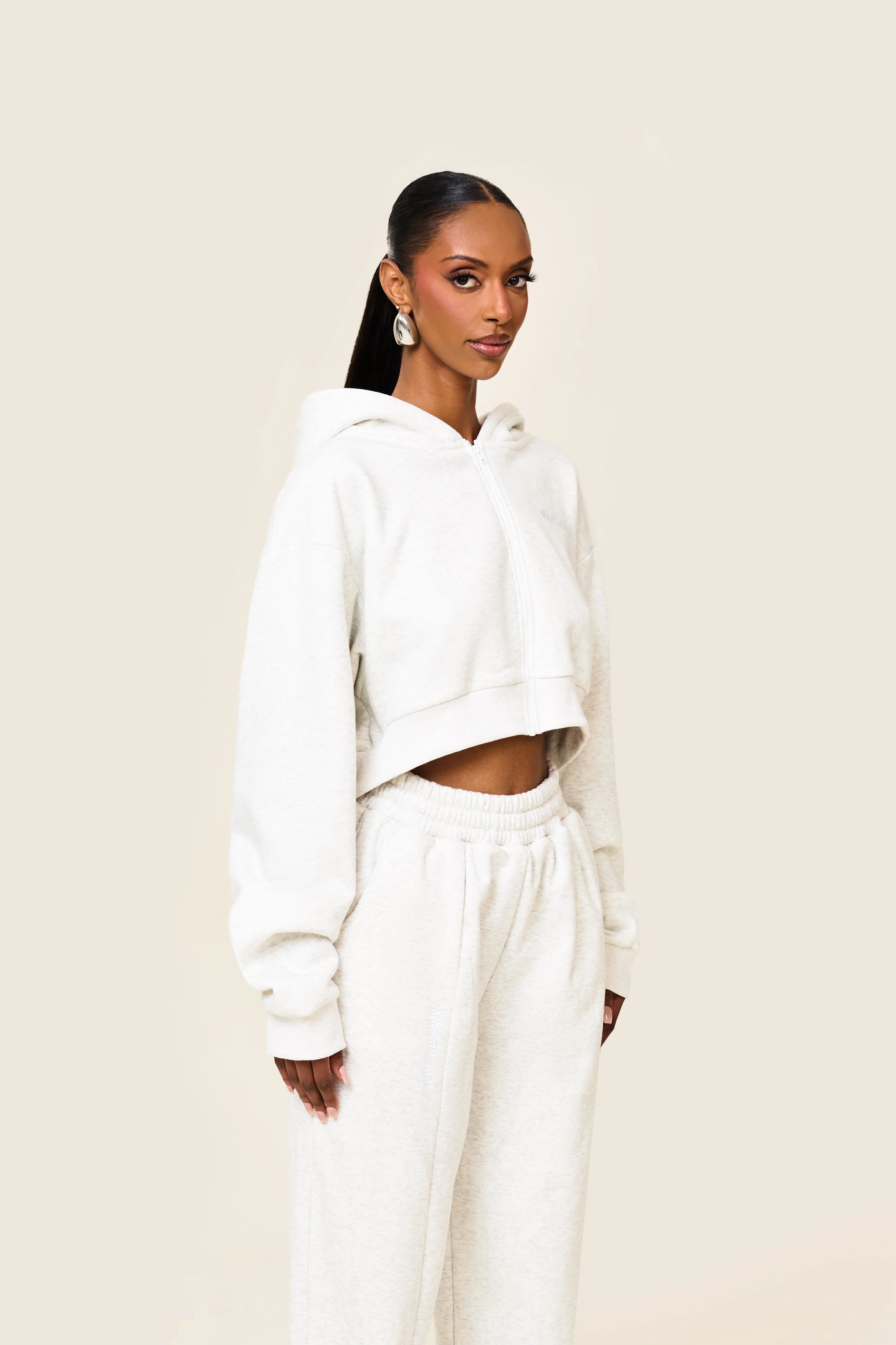 The Essentials Cropped Jacket in Marl Grey - Image 4