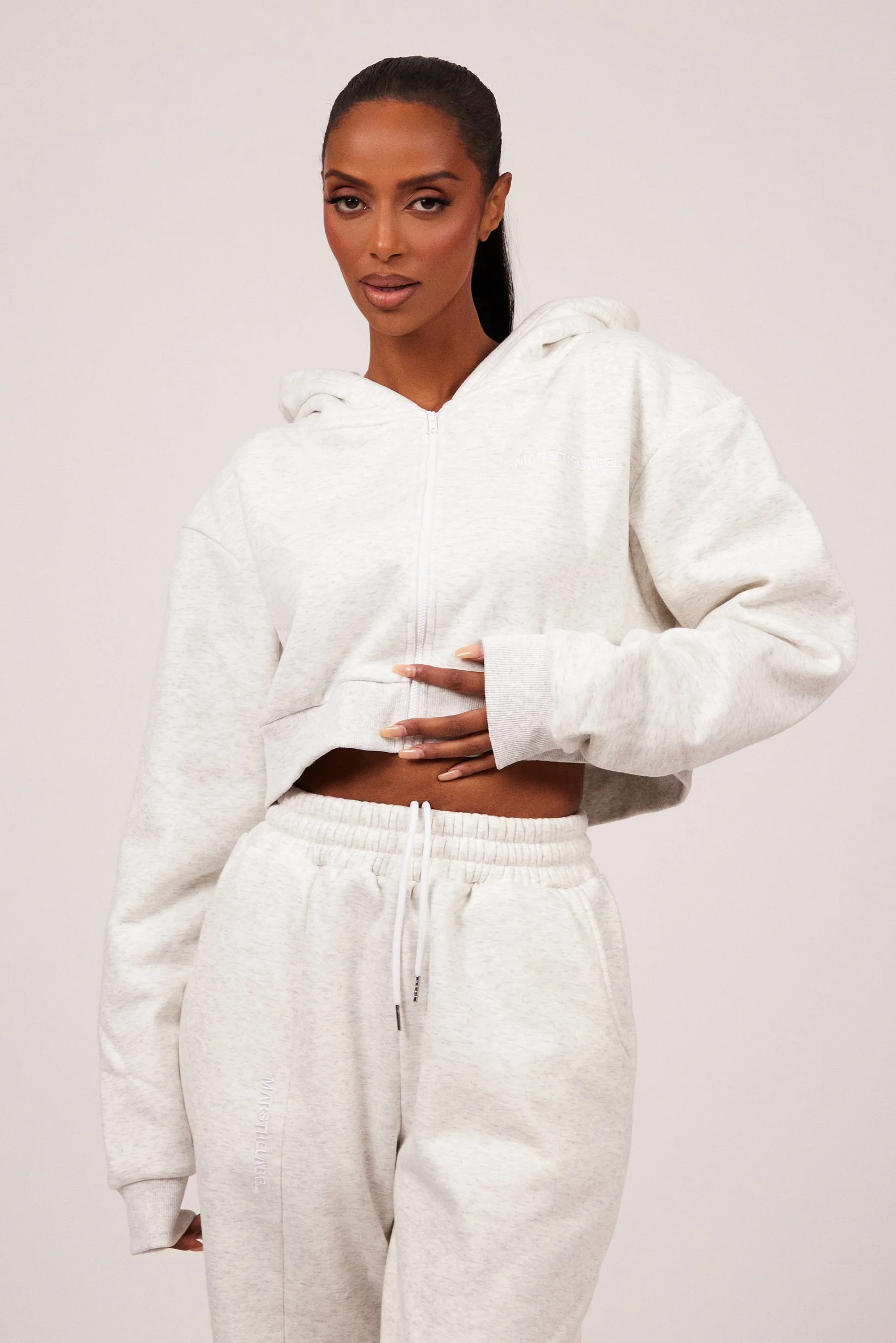 The Essentials Cropped Jacket in Marl Grey - Image 7