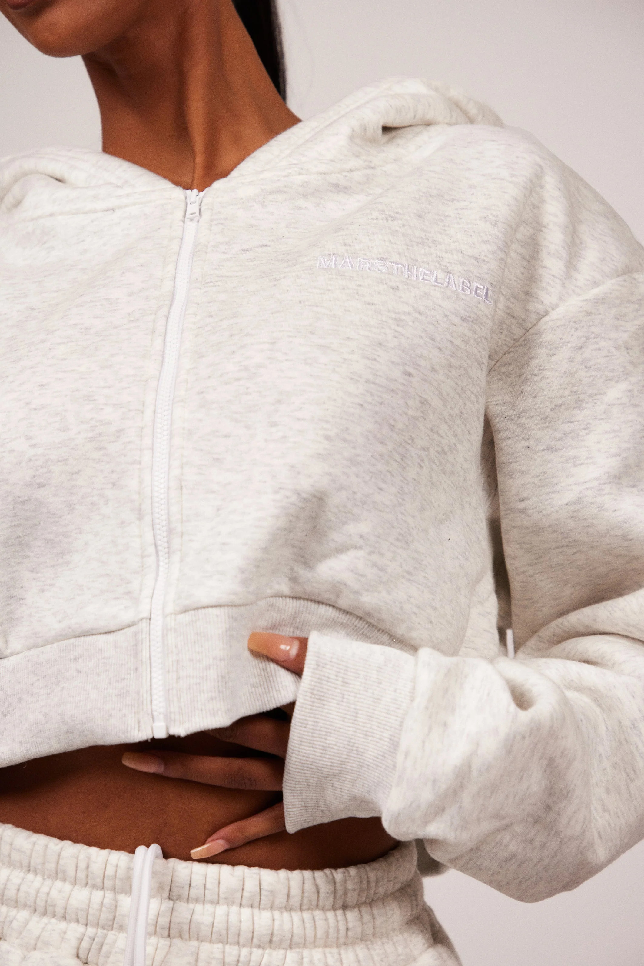 The Essentials Cropped Jacket in Marl Grey - Image 9