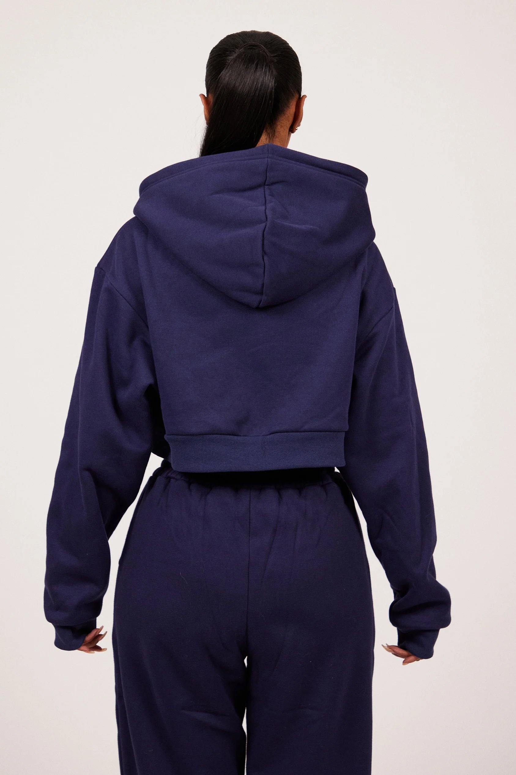 The Essentials Cropped Jacket in Navy - Image 4