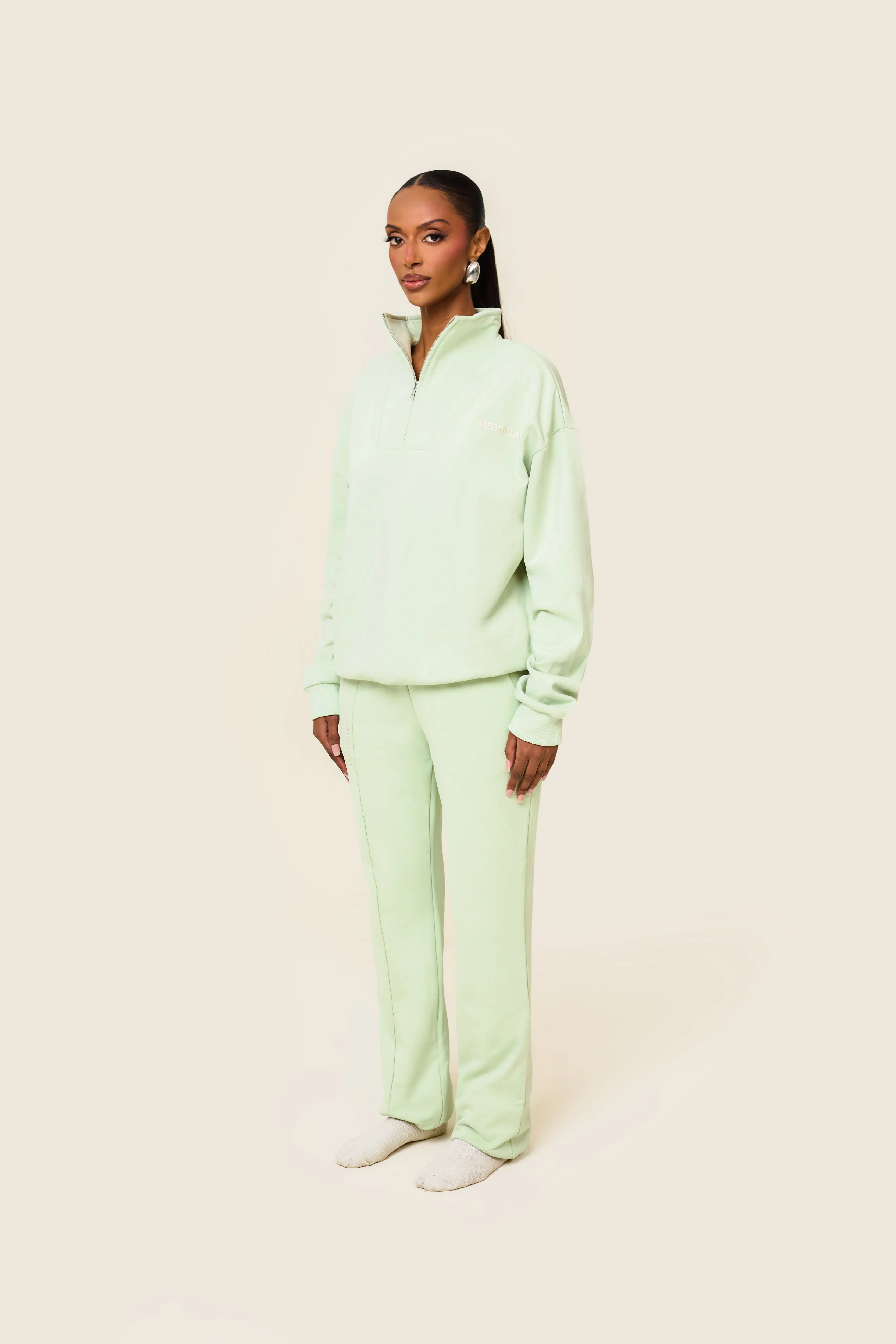 The Essentials Tapered Joggers in Sage - Image 3