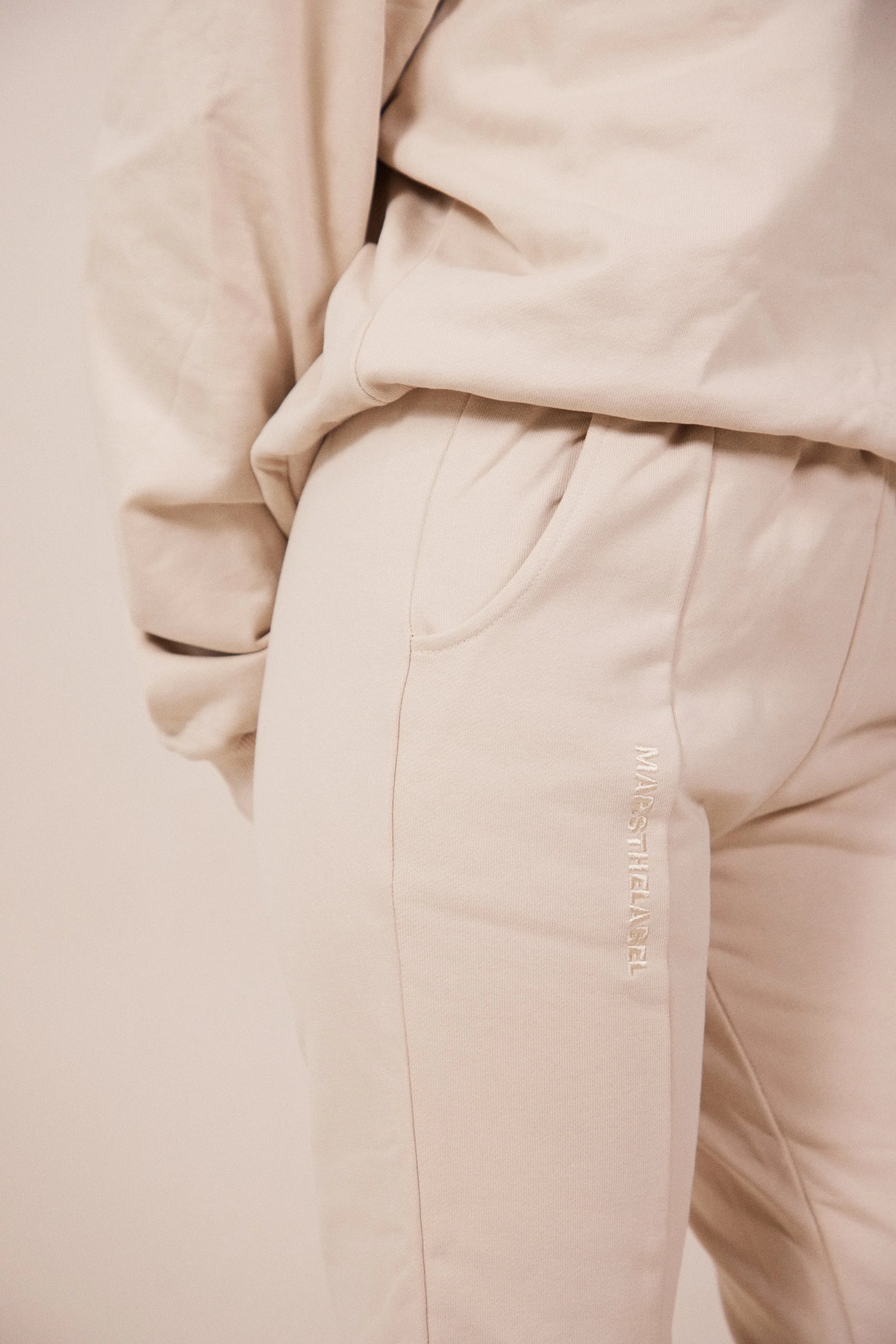 The Essentials Tapered Joggers in Stone - Image 2