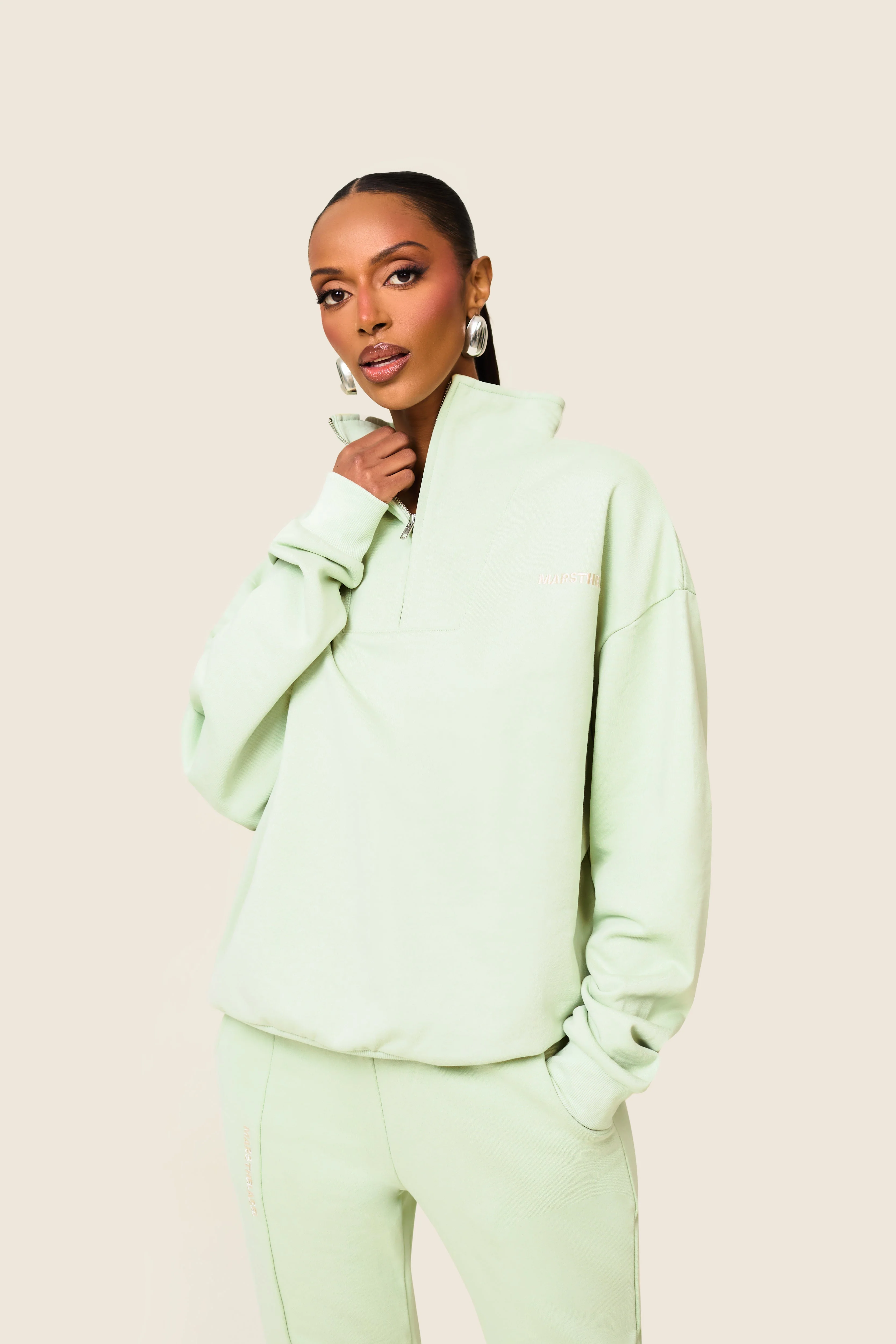 The Essentials Quarter Zip in Sage