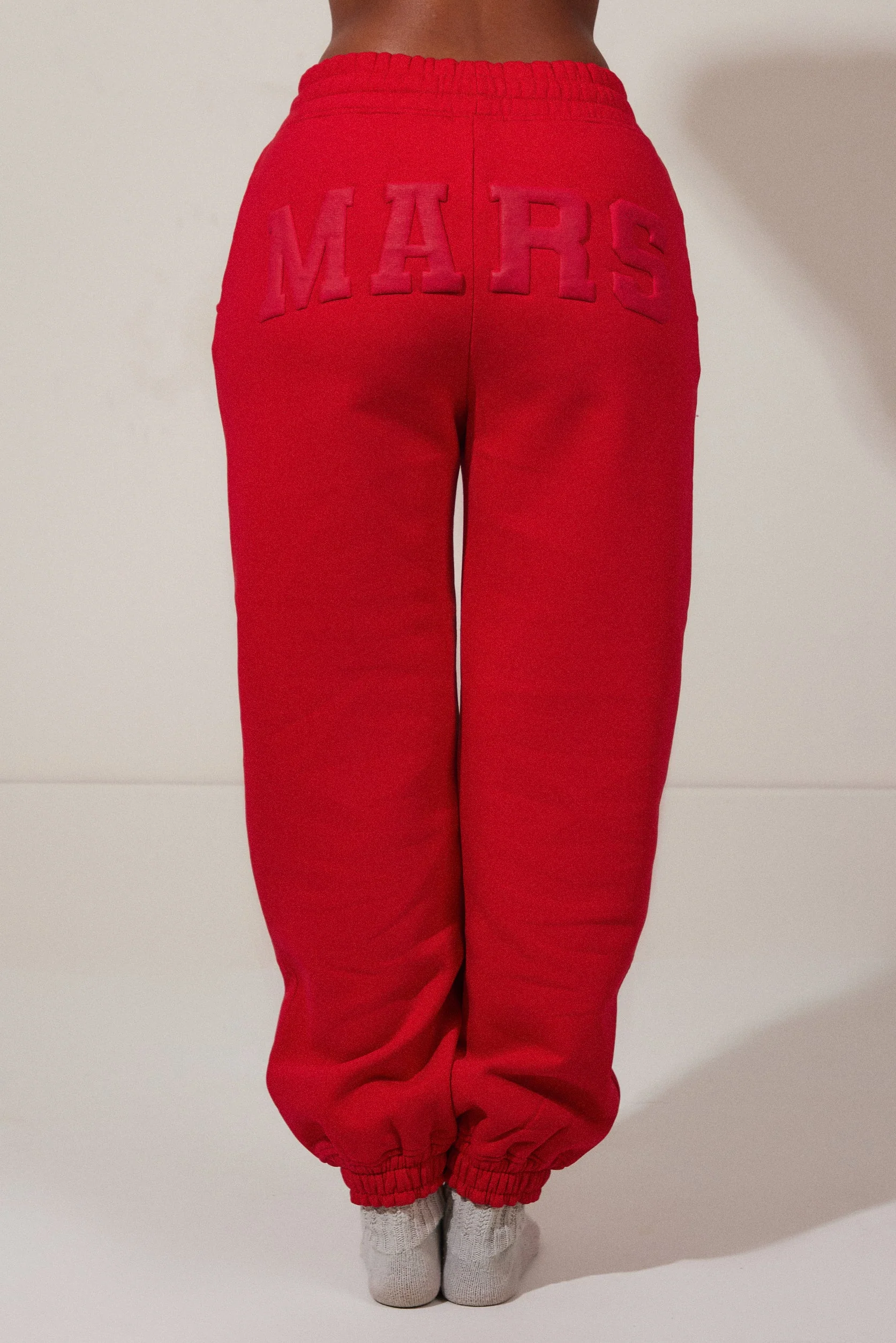 The Graphic Varsity Cuffed Joggers in Red - Image 2