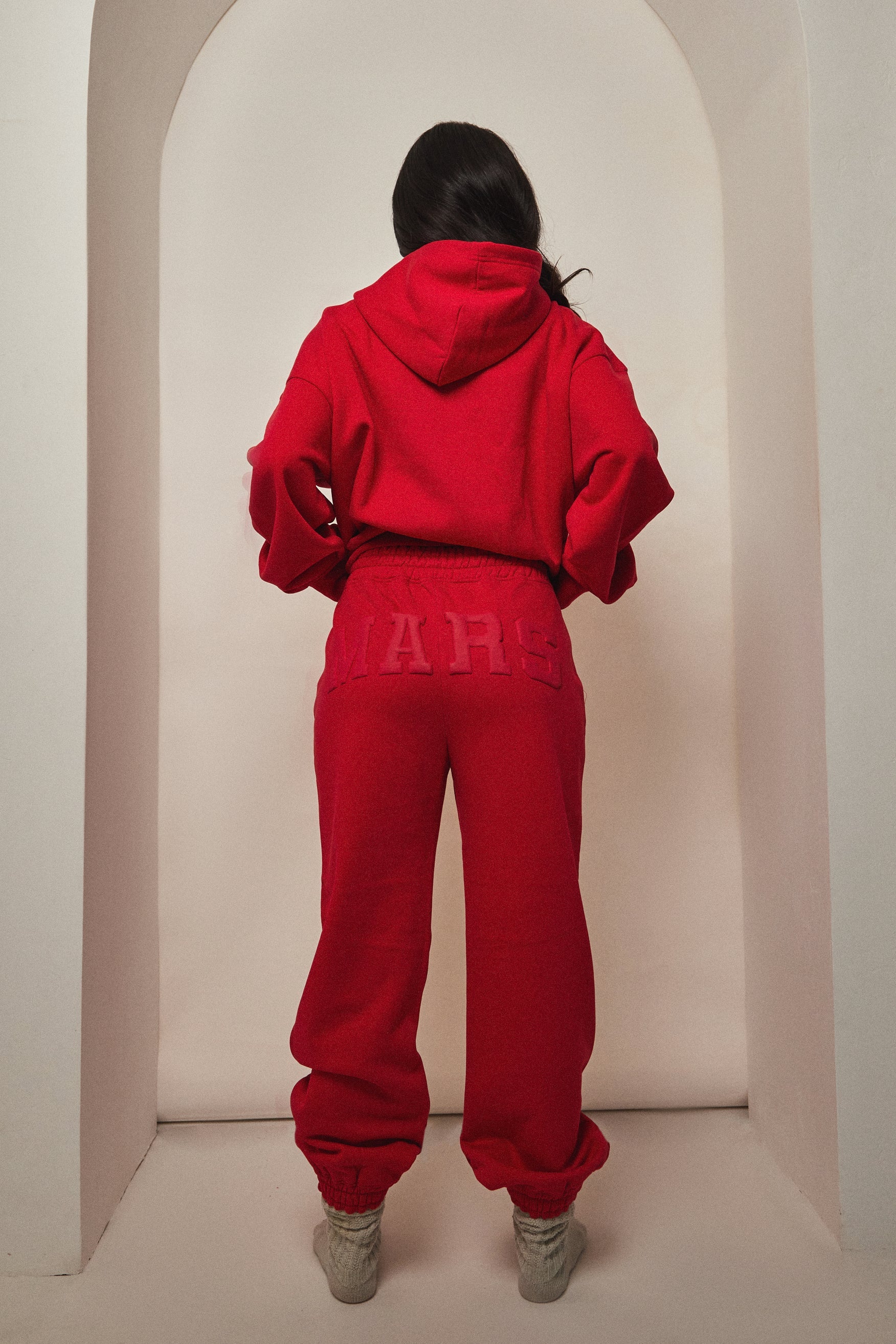 The Graphic Varsity Cuffed Joggers in Red - Image 6
