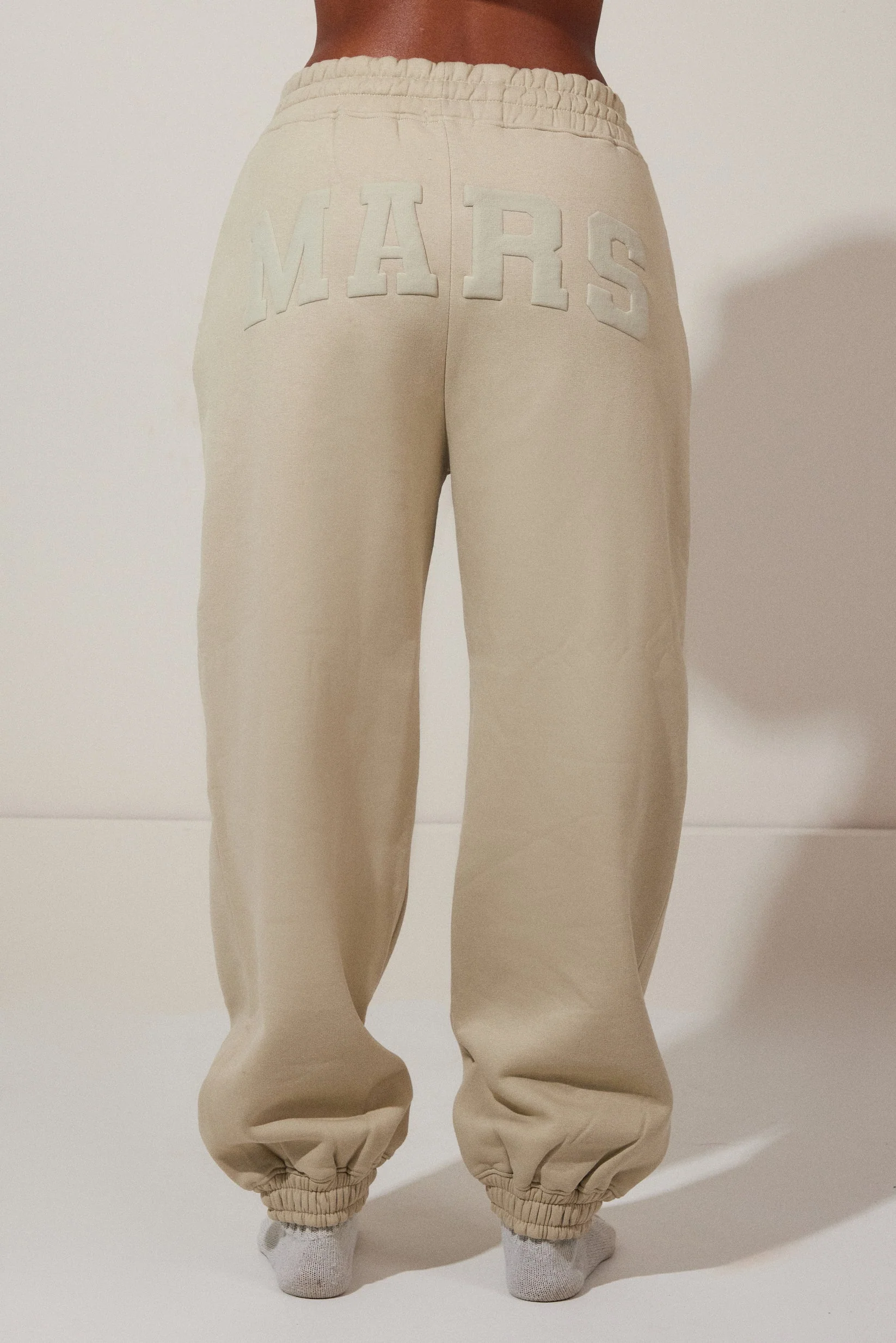The Graphic Varsity Cuffed Joggers in Stone - Image 2