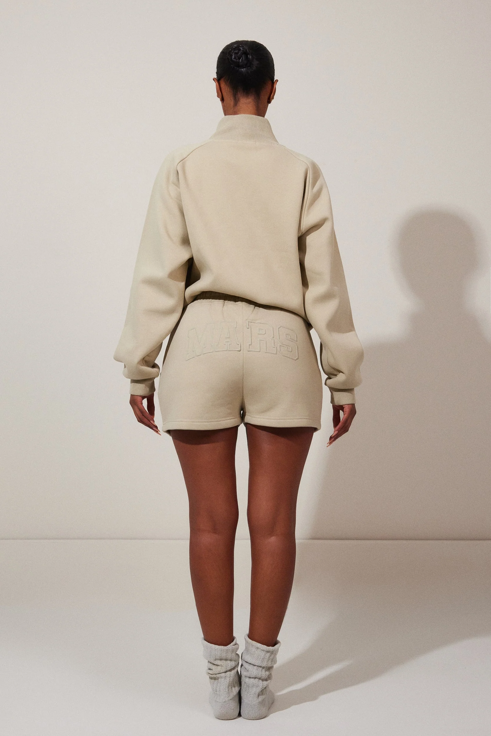 The Graphic Varsity Shorts in Stone - Image 4