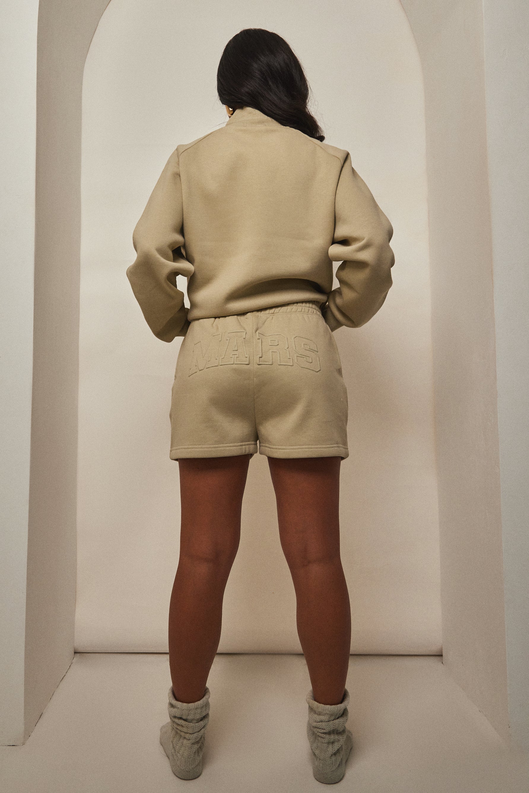 The Graphic Varsity Shorts in Stone - Image 8