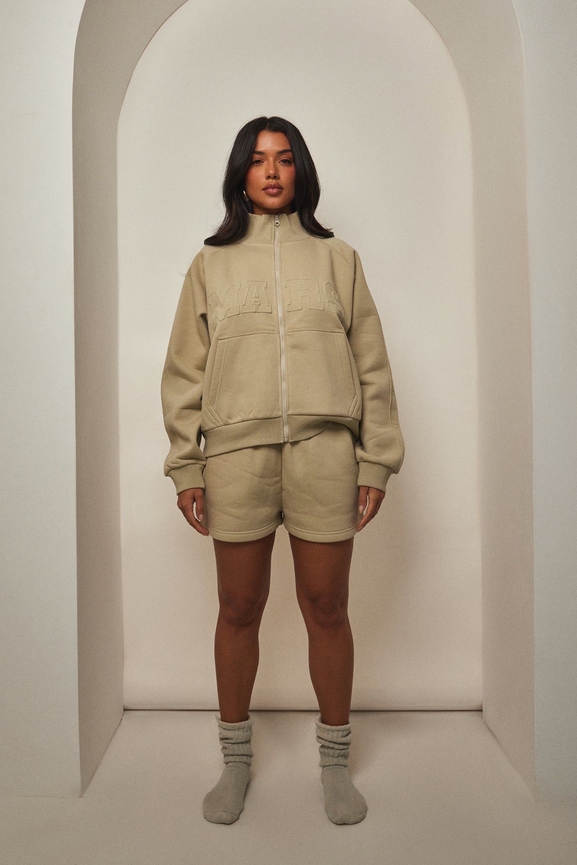 The Graphic Varsity Shorts in Stone - Image 9