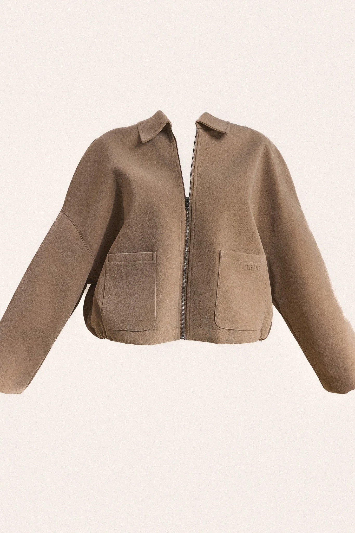 The Isla Faux Suede Cropped Jacket in Beige - Image 7