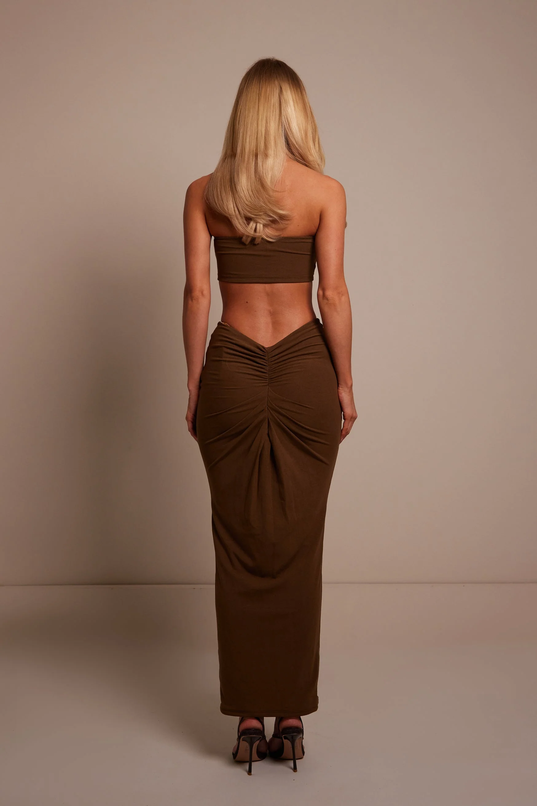 The Knot Bandeau Maxi Set in Brown - Image 2