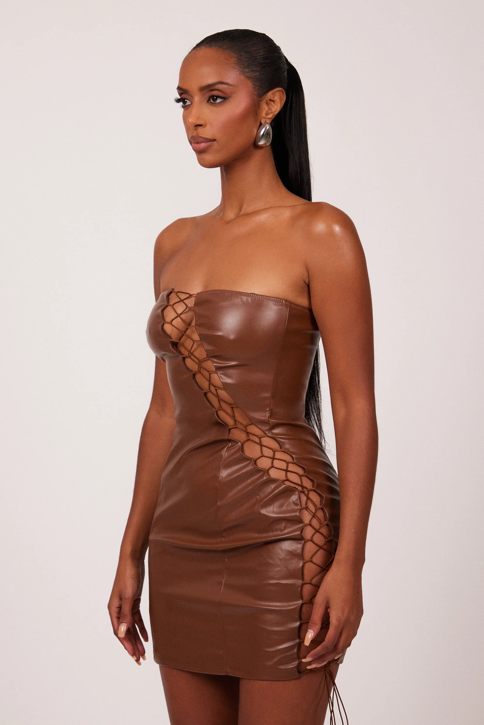The Laced Leather Mini in Brown - Image 4