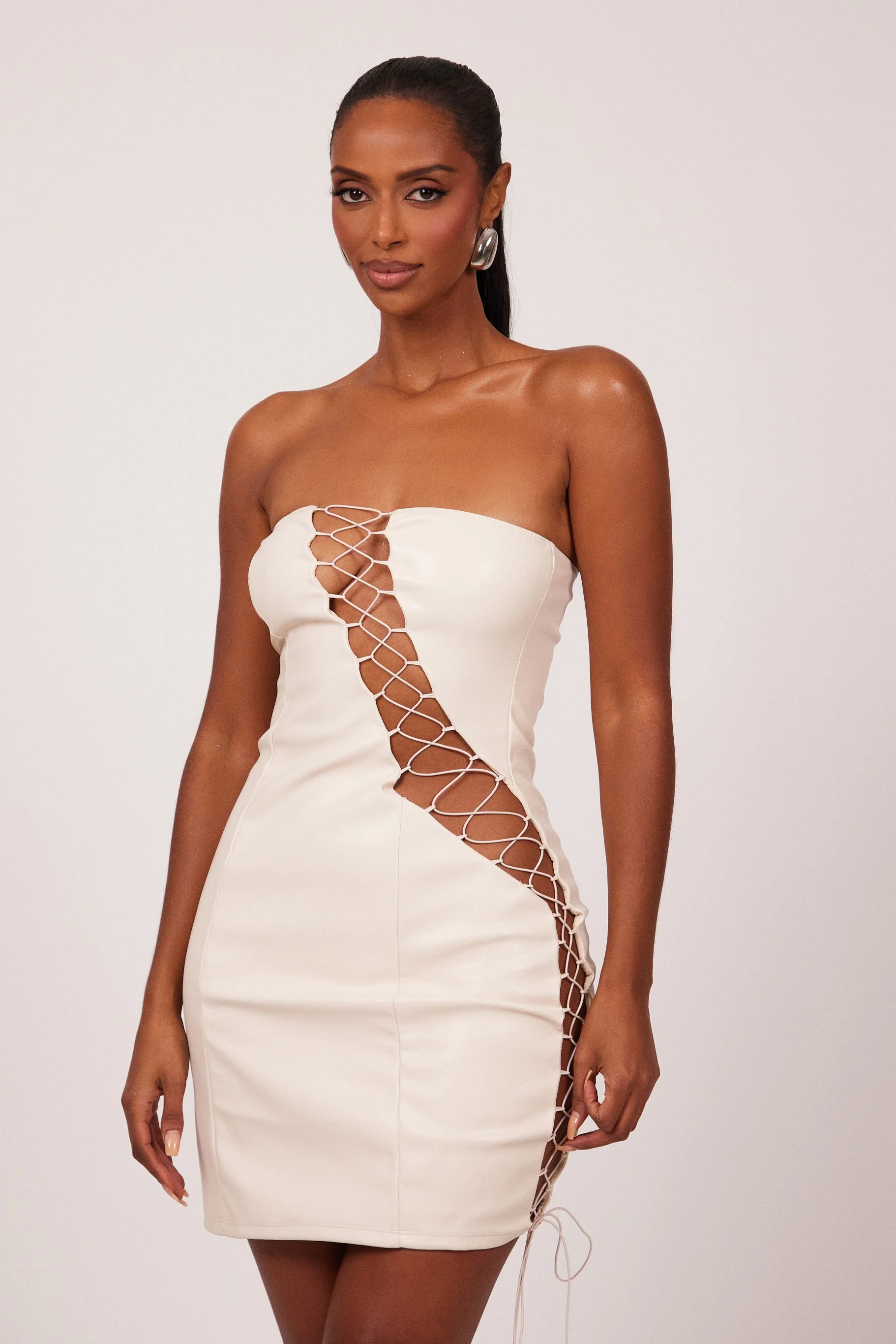 The Laced Leather Mini in Cream - Image 4