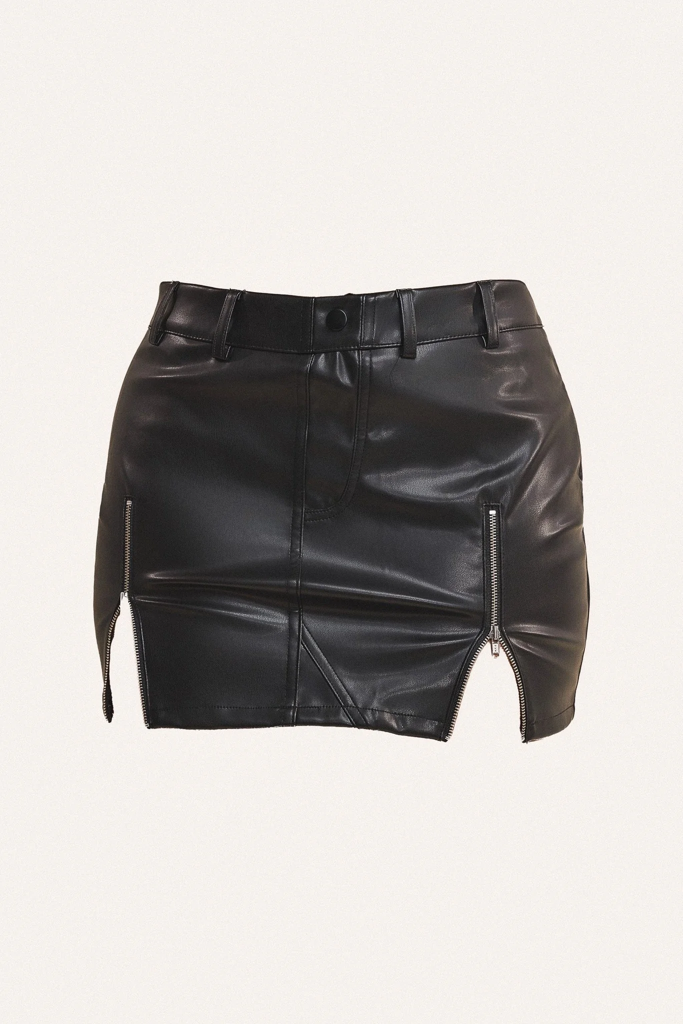 The Leather Double Zip Skirt in Black - Image 6