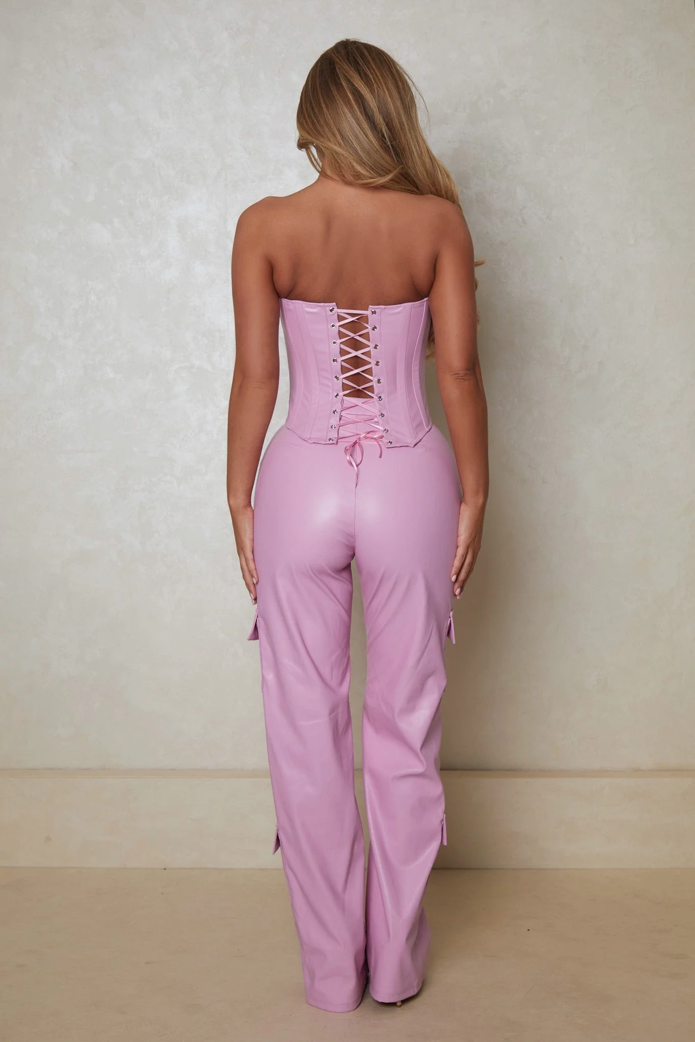The Leather Pocket Trousers in Baby Pink - Image 5
