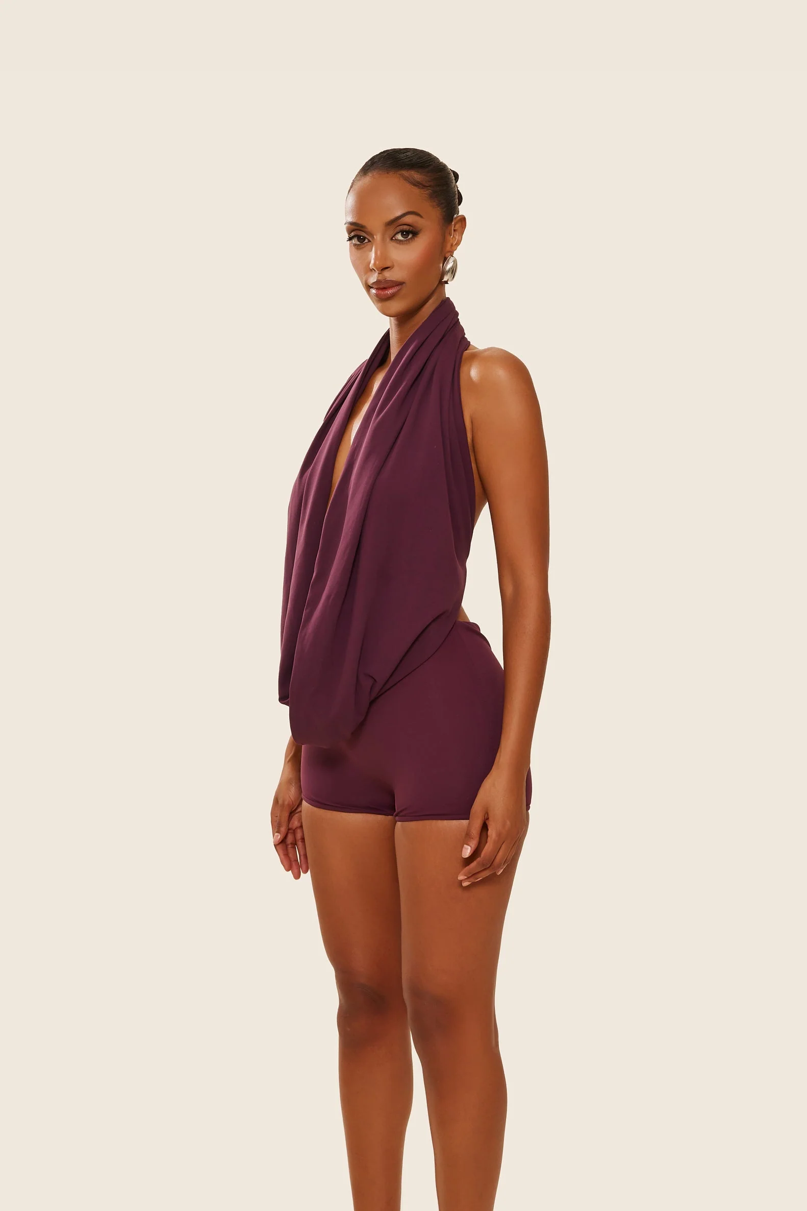 The Leia Set with Shorts in Plum - Image 4