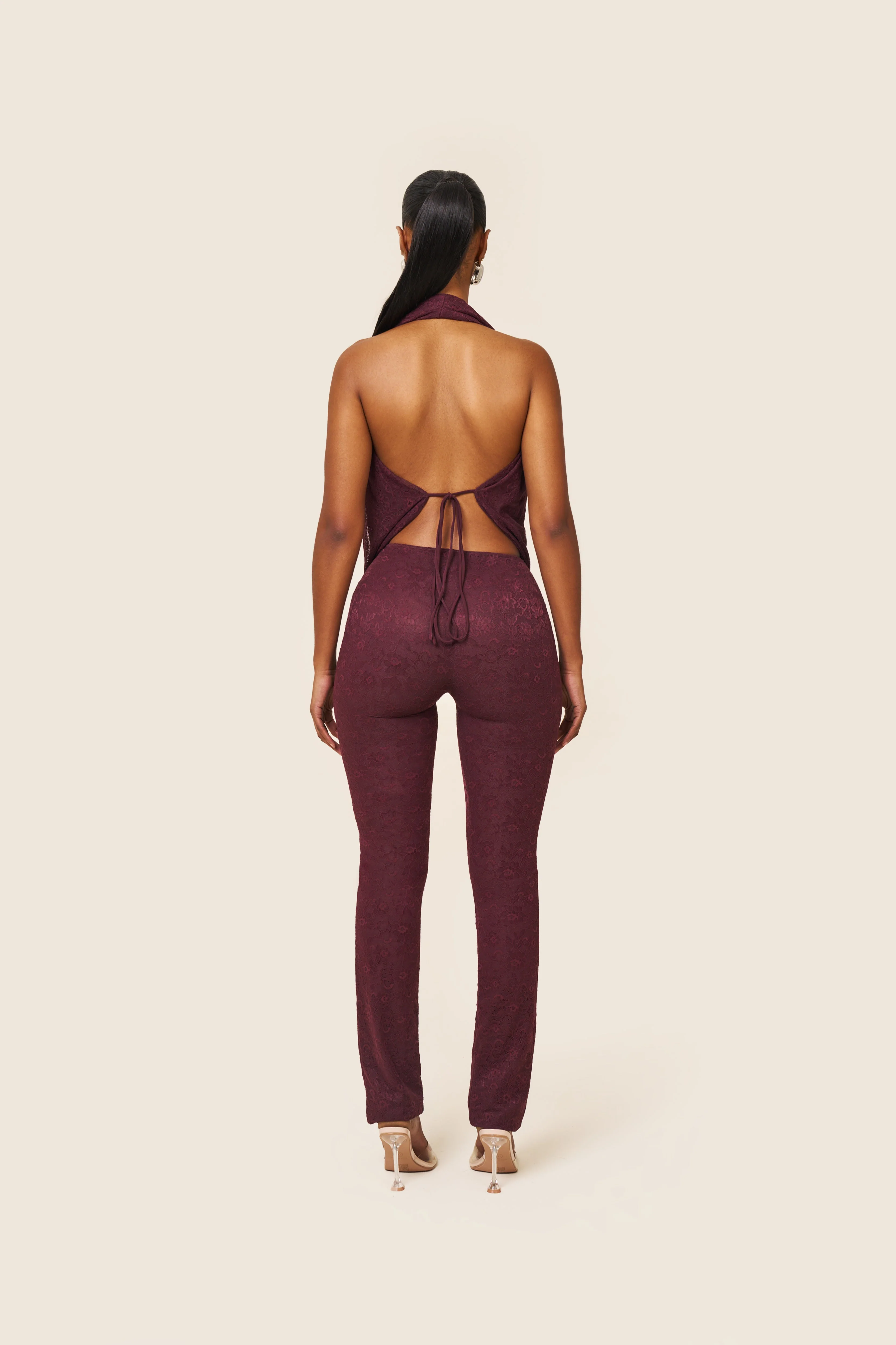 Leia Trousers in Plum Lace - Image 11