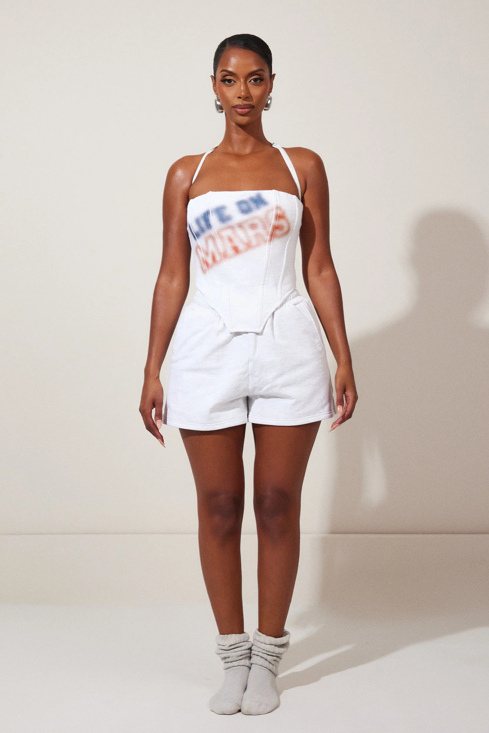 The Life On Mars Faded Print Shorts in Grey