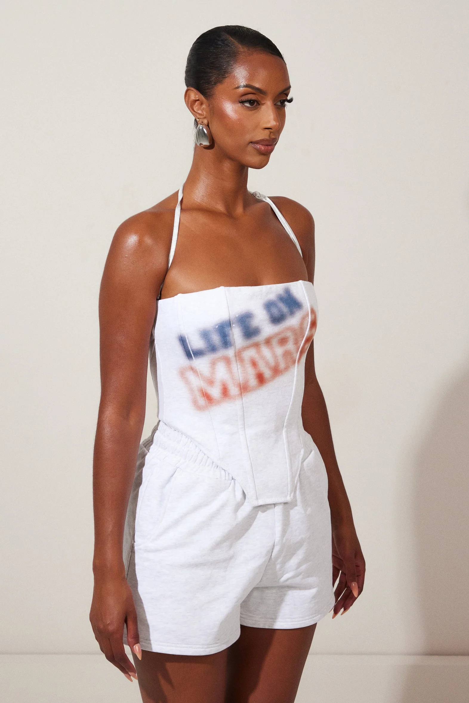 The Life On Mars Faded Print Shorts in Grey - Image 3