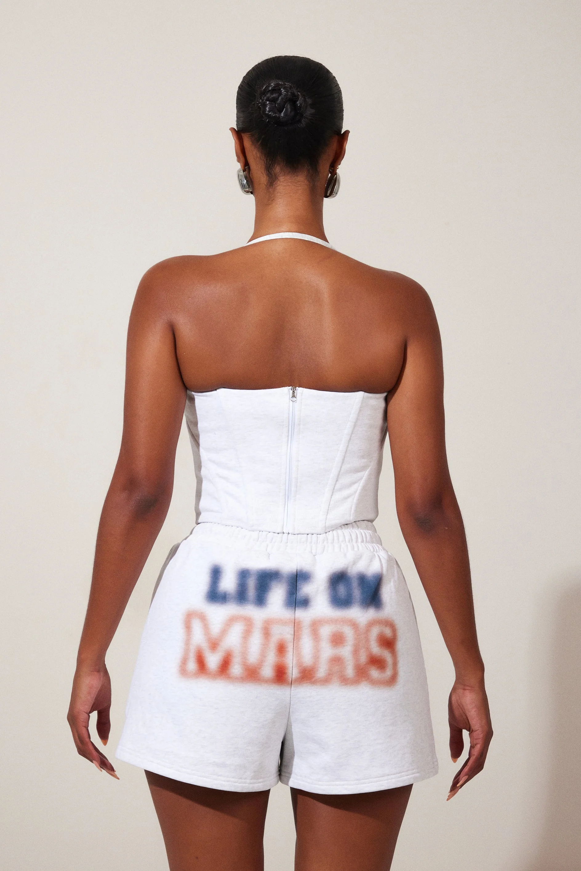 The Life On Mars Faded Print Shorts in Grey - Image 4