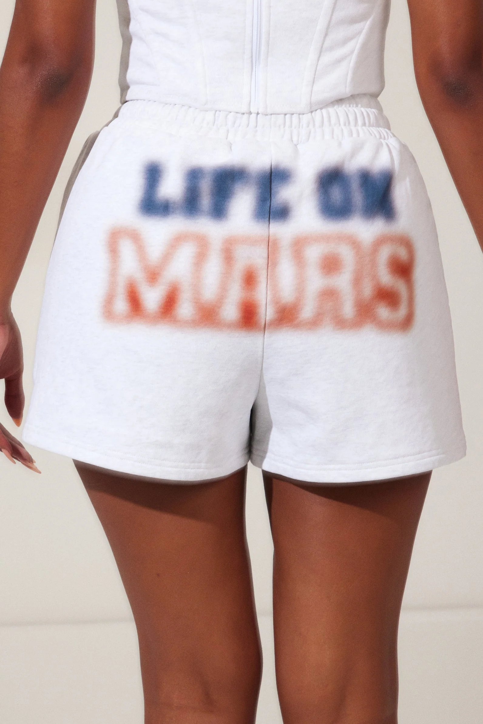 The Life On Mars Faded Print Shorts in Grey - Image 5
