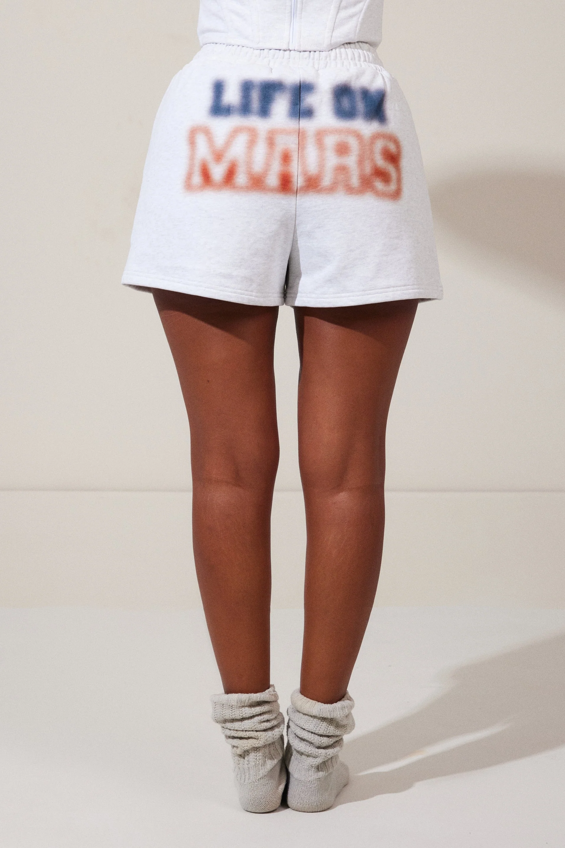 The Life On Mars Faded Print Shorts in Grey - Image 7