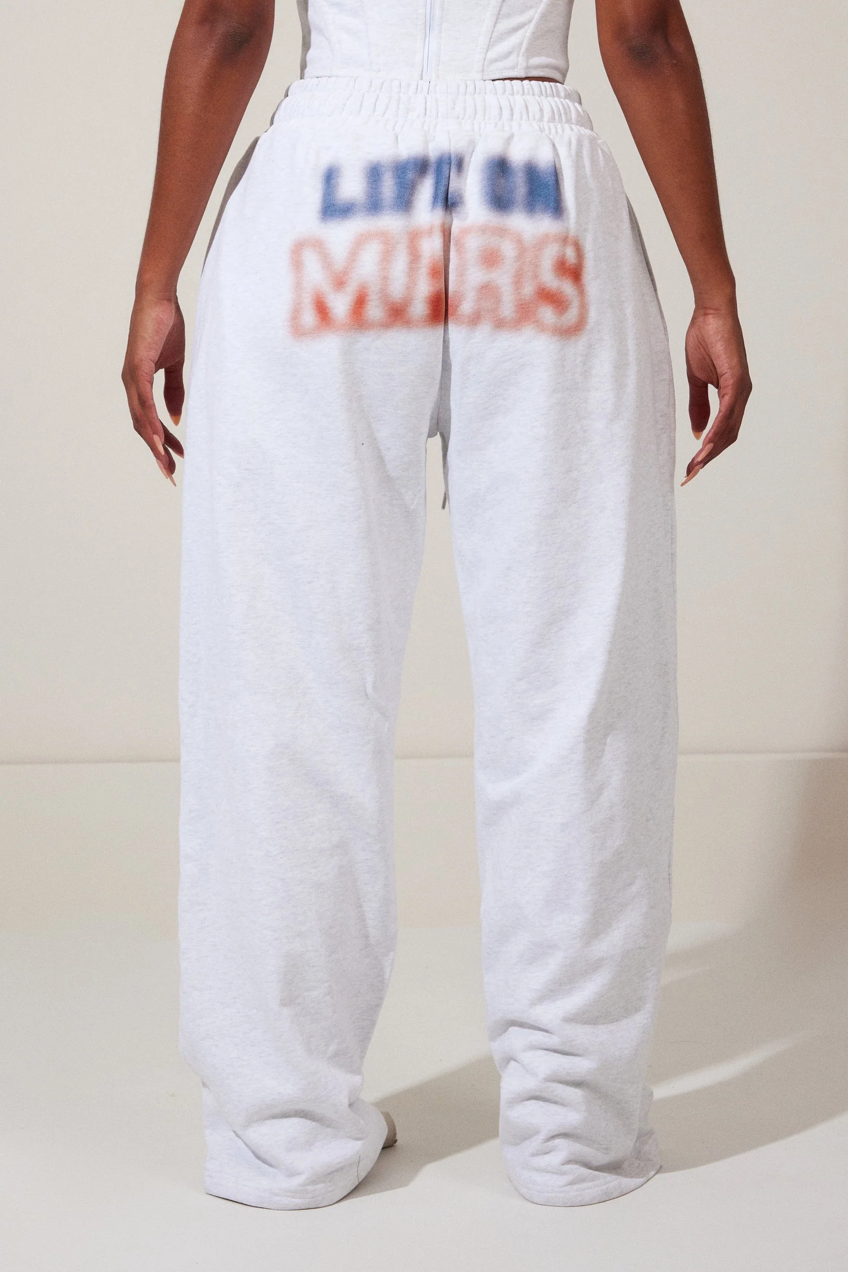 The Life On Mars Faded Print Wide Leg Joggers in Grey - Image 4