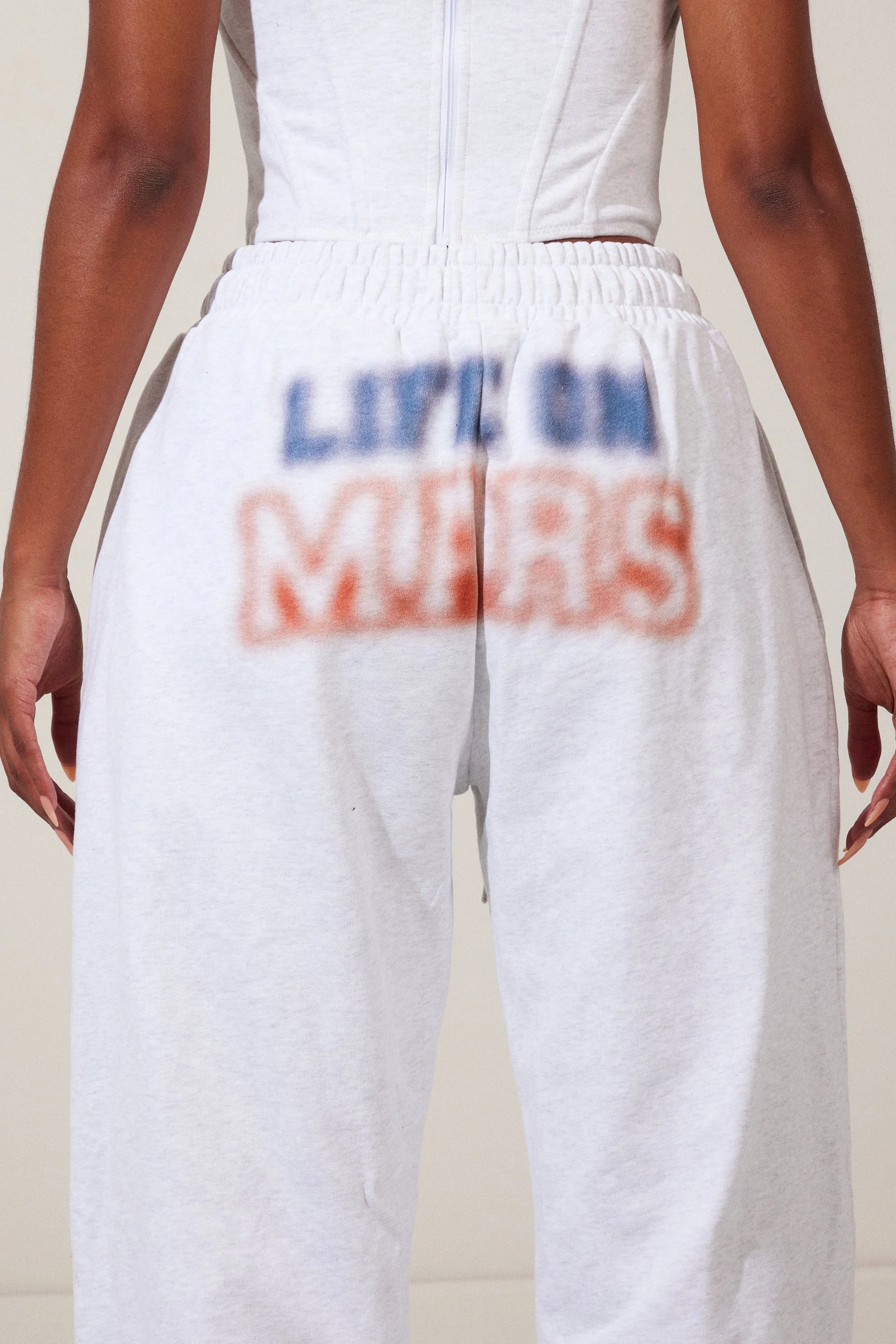 The Life On Mars Faded Print Wide Leg Joggers in Grey - Image 5