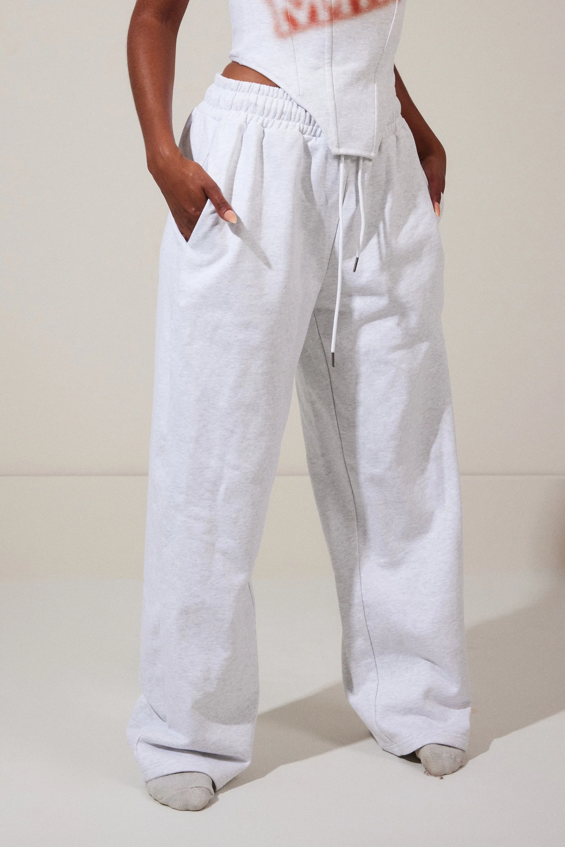 The Life On Mars Faded Print Wide Leg Joggers in Grey - Image 6