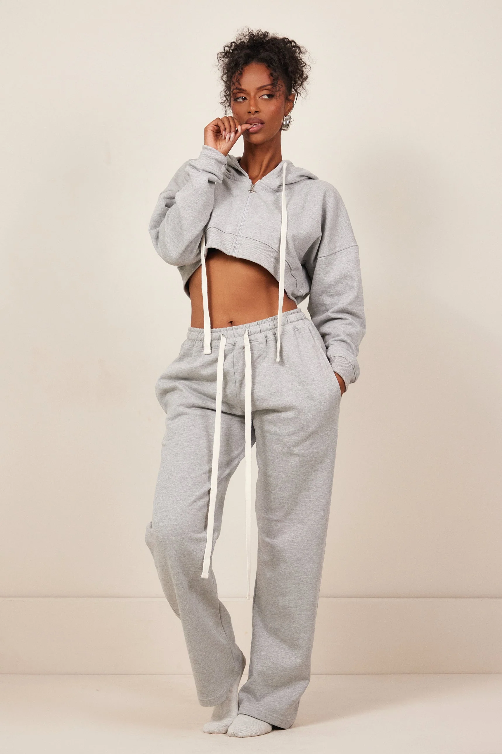 The Mars Curve Hem Zip Jacket in Grey - Image 4