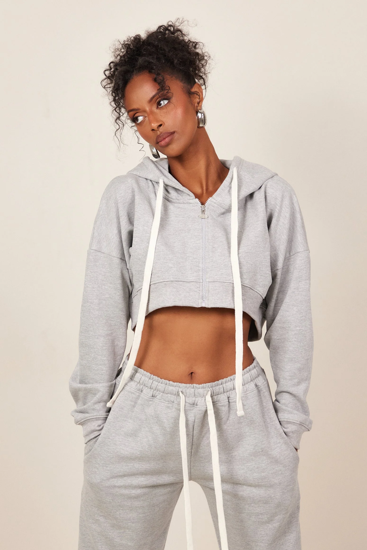 The Mars Curve Hem Zip Jacket in Grey - Image 6