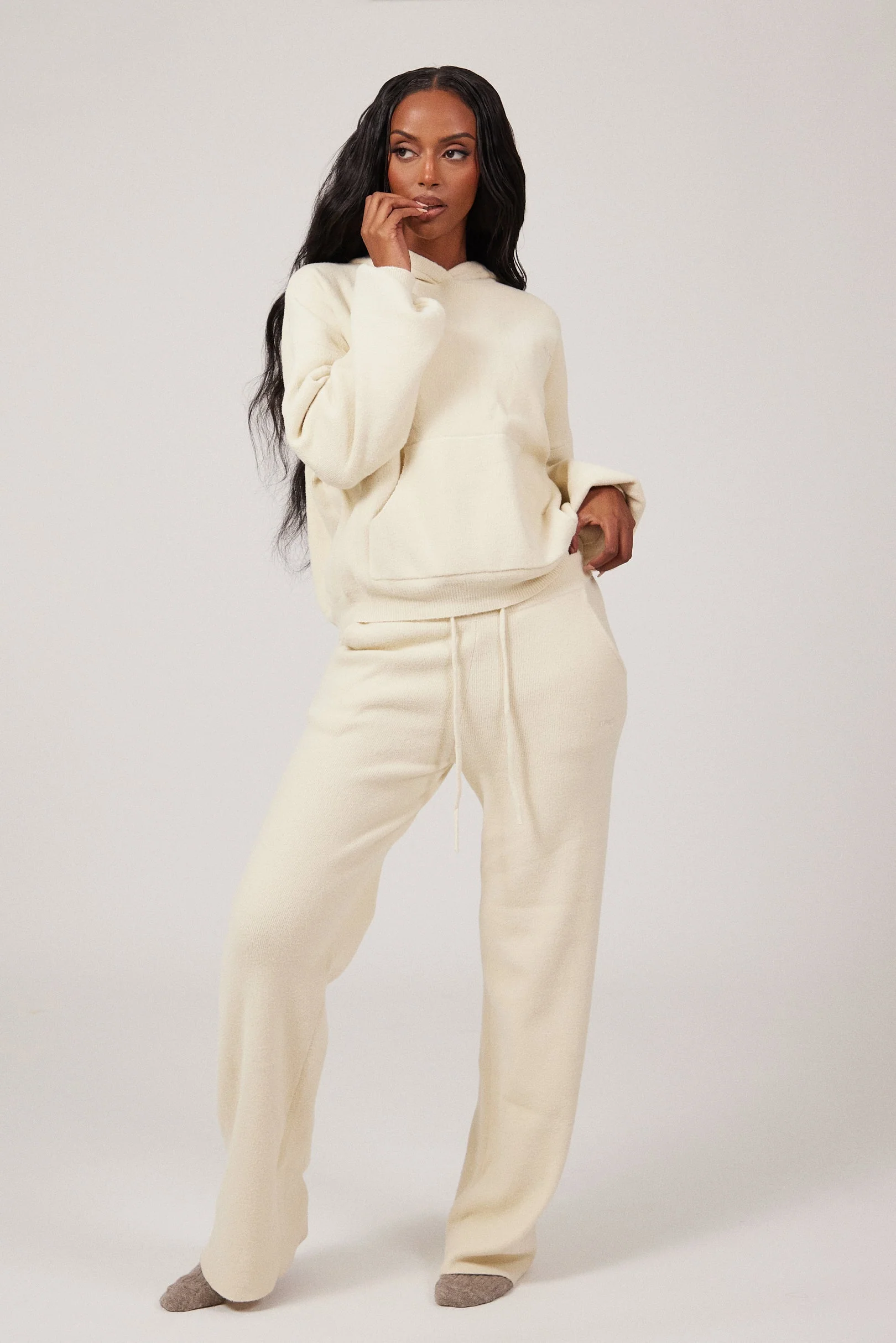 The Mars Soft Knit Hoodie in Cream - Image 6