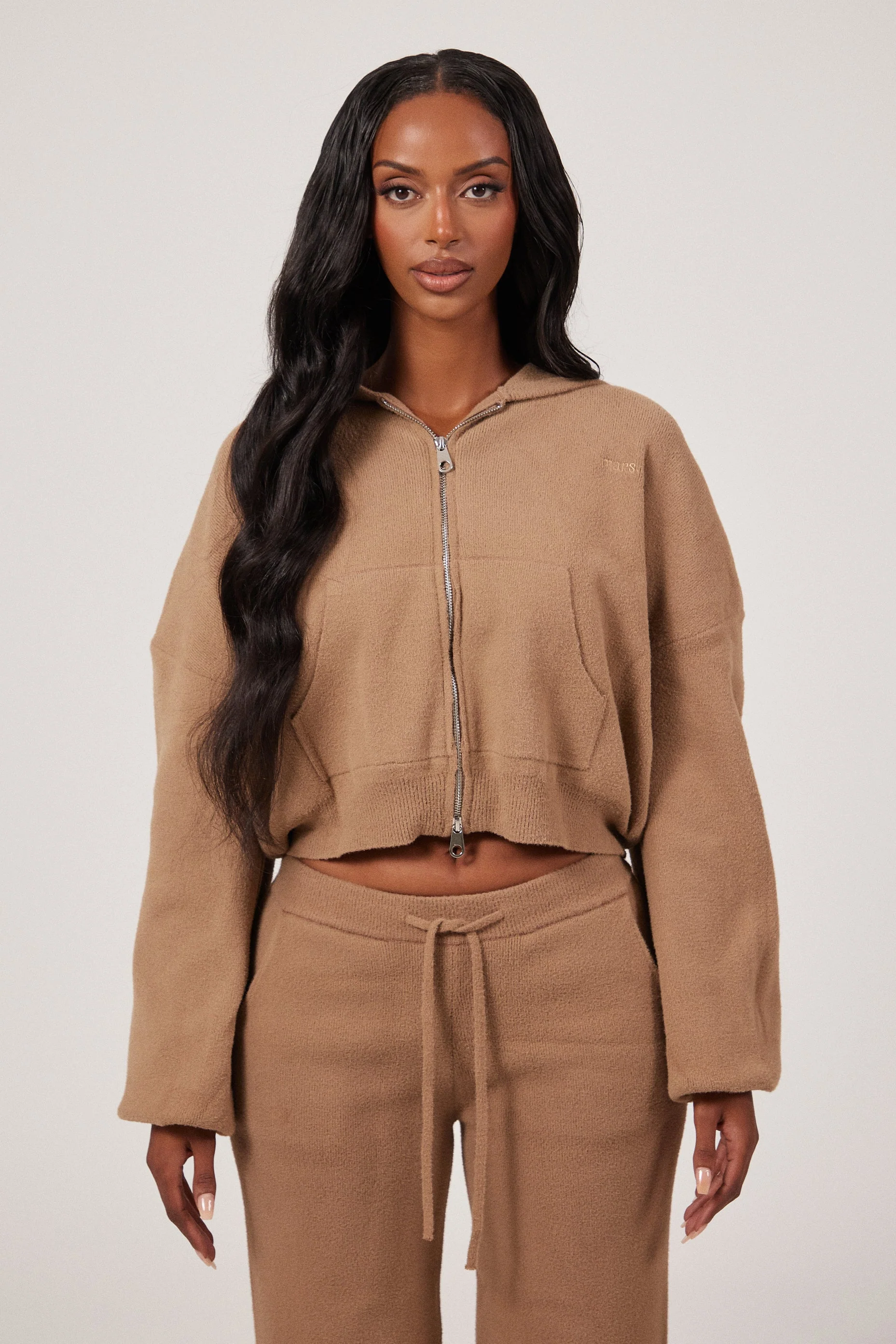 The Mars Soft Knit Zip Hoodie in Mocha