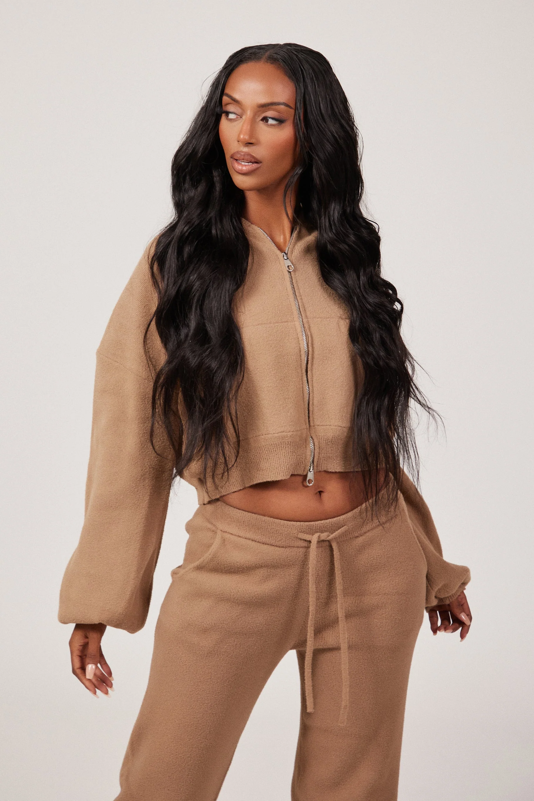 The Mars Soft Knit Zip Hoodie in Mocha - Image 5