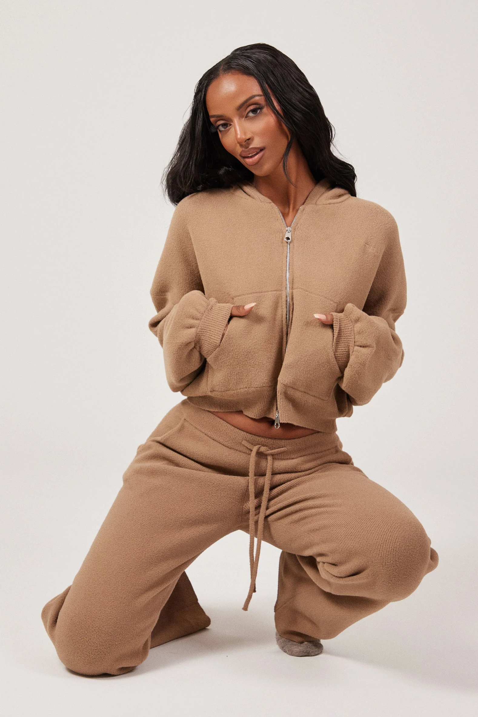 The Mars Soft Knit Zip Hoodie in Mocha - Image 8