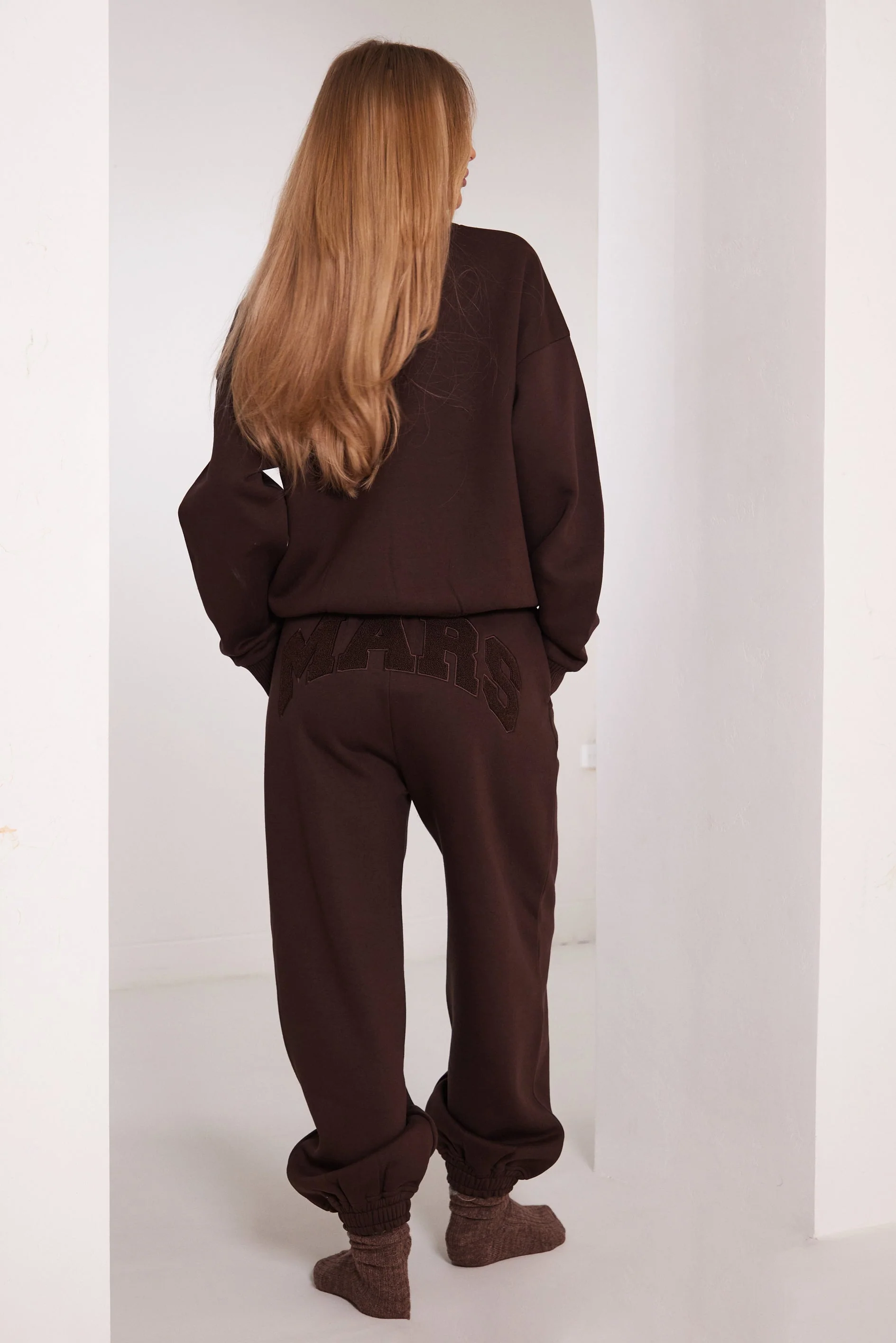 The Mars Varsity Sweatshirt in Chocolate Brown - Image 10