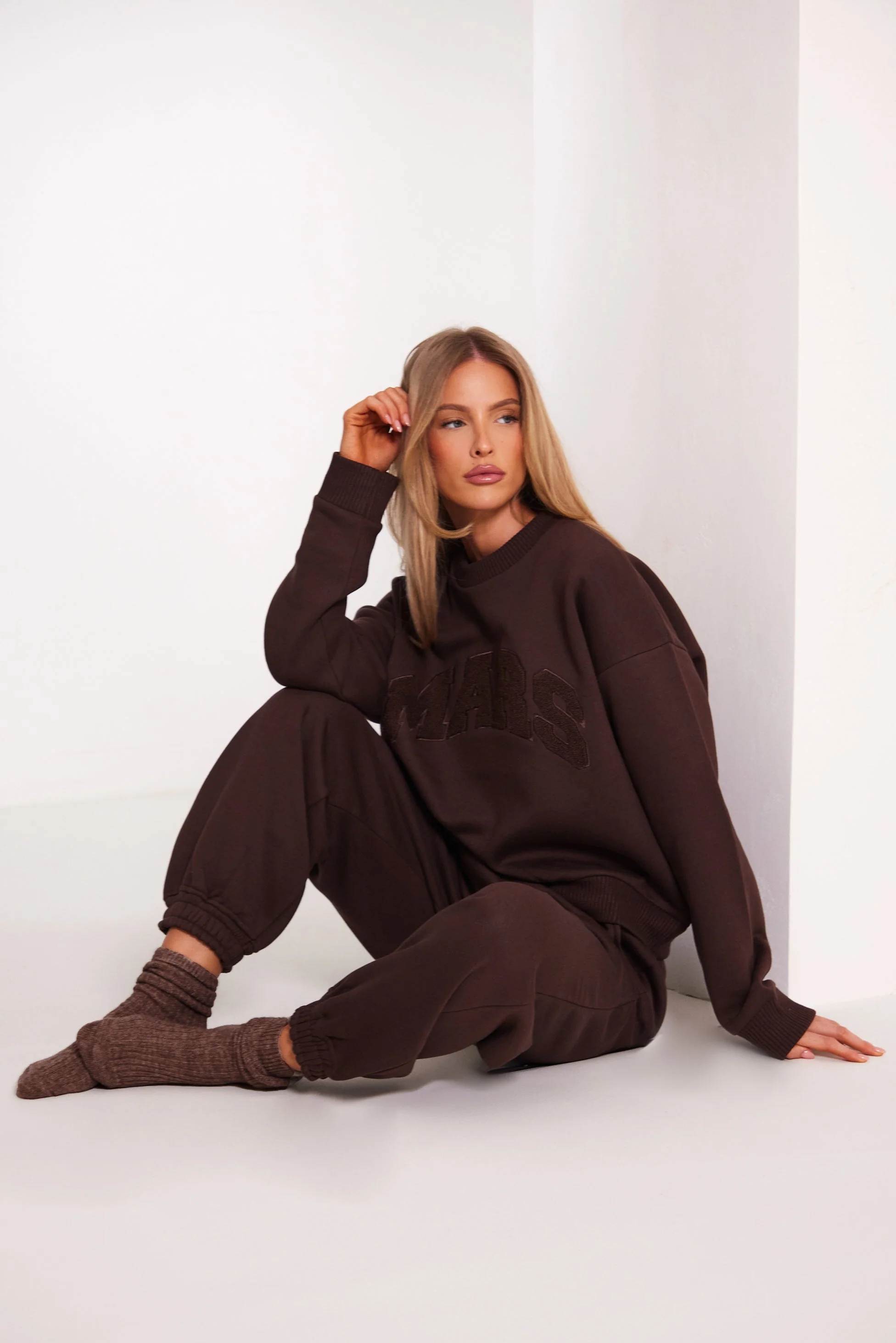 The Mars Varsity Sweatshirt in Chocolate Brown - Image 13