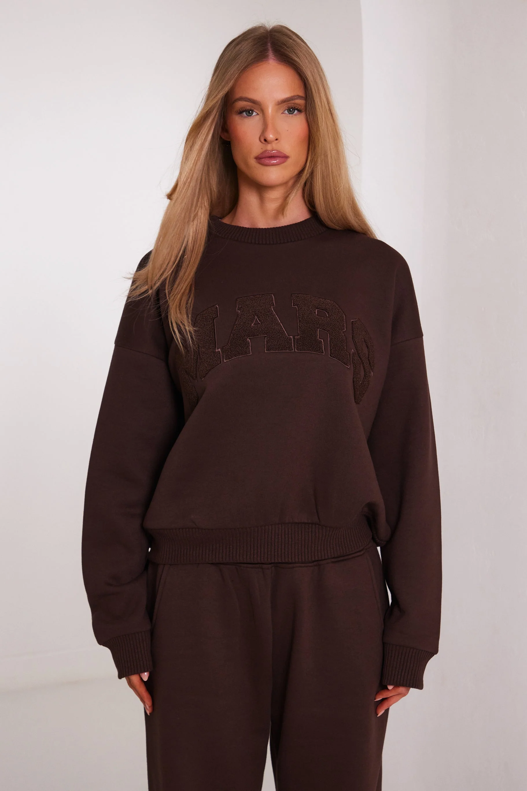 The Mars Varsity Sweatshirt in Chocolate Brown - Image 3