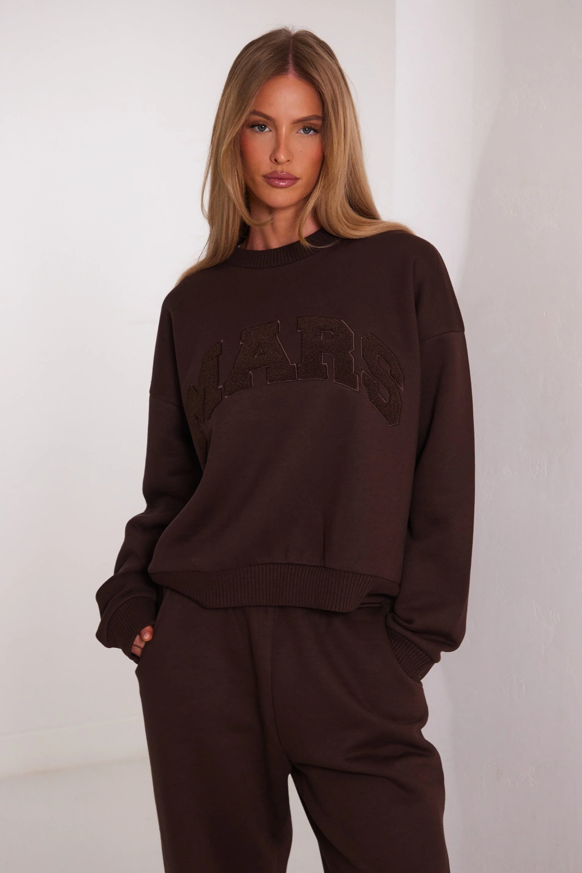 The Mars Varsity Sweatshirt in Chocolate Brown - Image 6