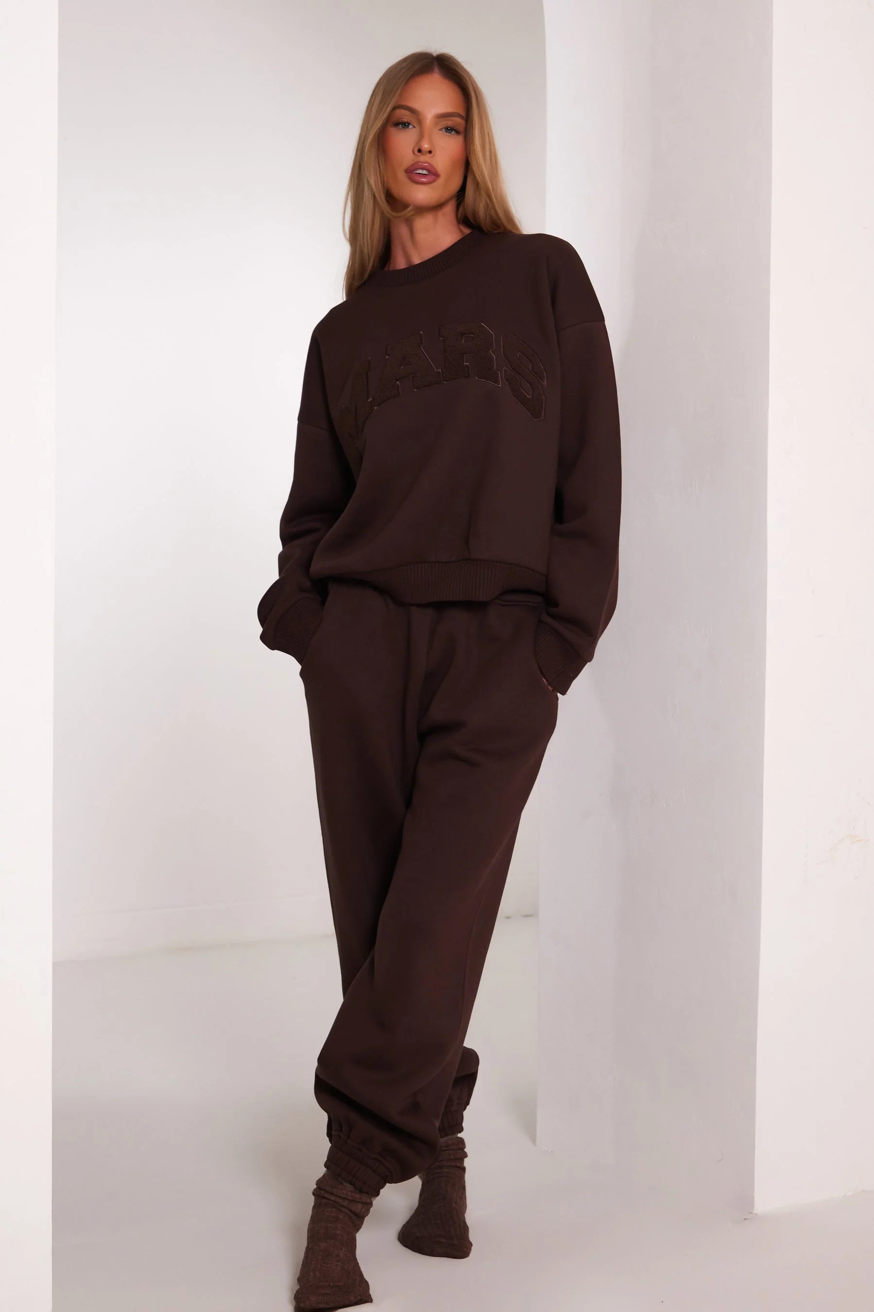 The Mars Varsity Sweatshirt in Chocolate Brown - Image 7