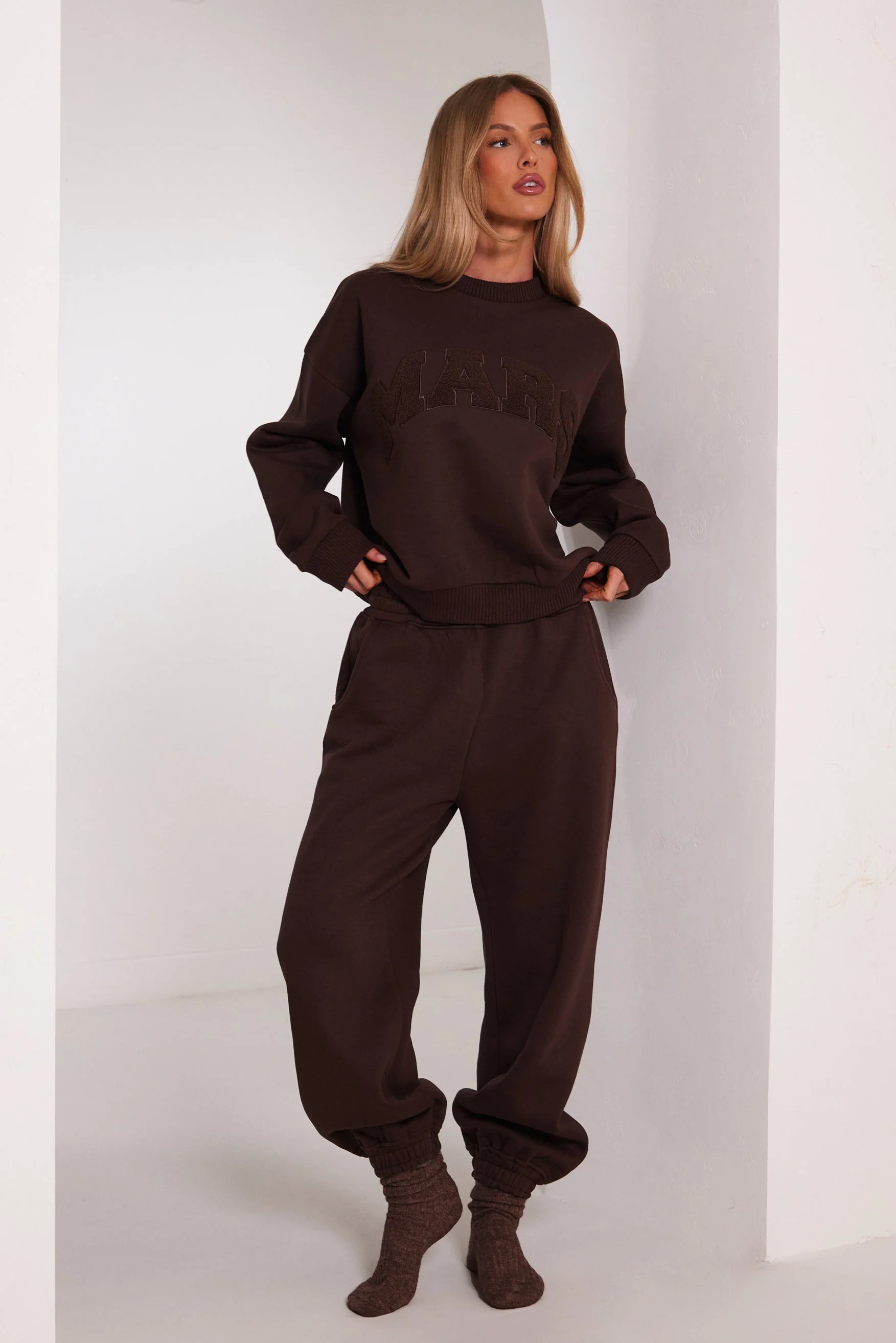 The Mars Varsity Sweatshirt in Chocolate Brown - Image 8