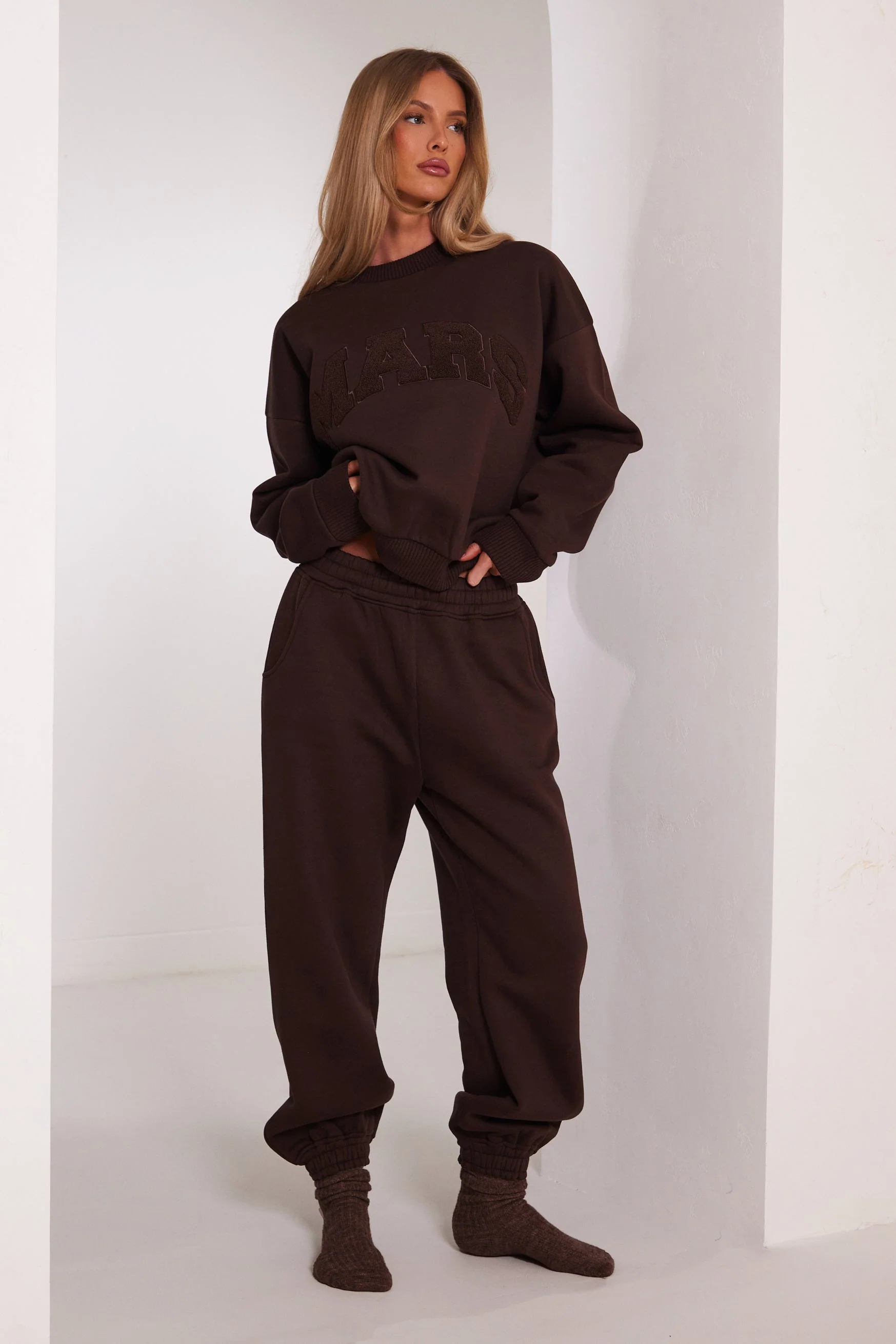 The Mars Varsity Sweatshirt in Chocolate Brown - Image 9