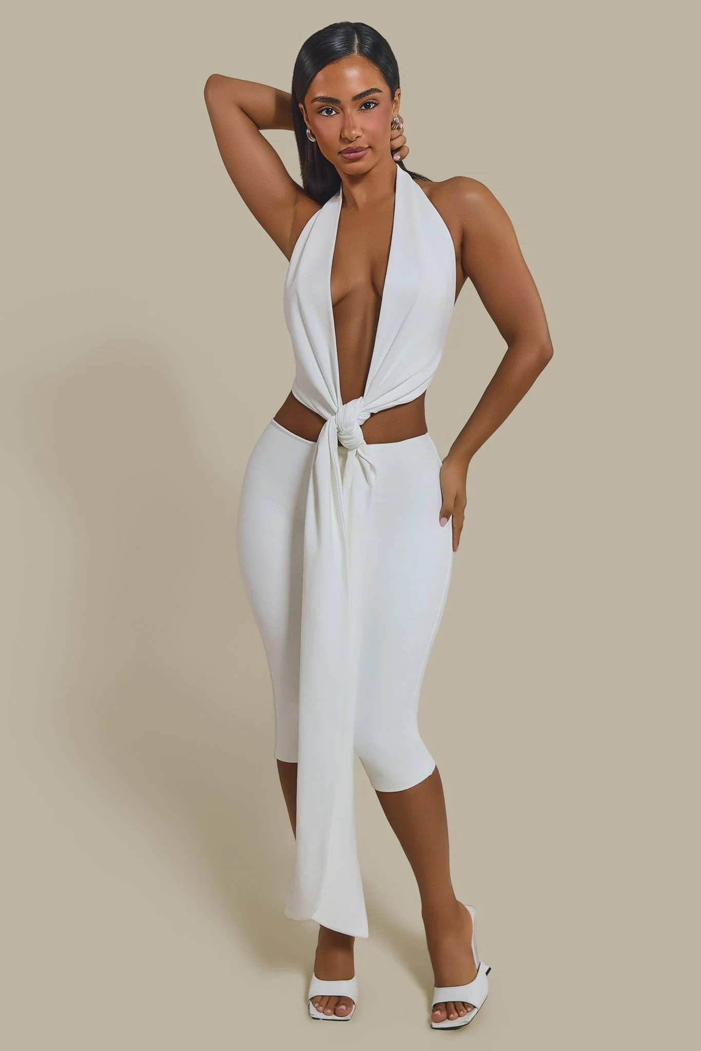 The Maryam Multiway Plunge Crop Top in White - Image 12